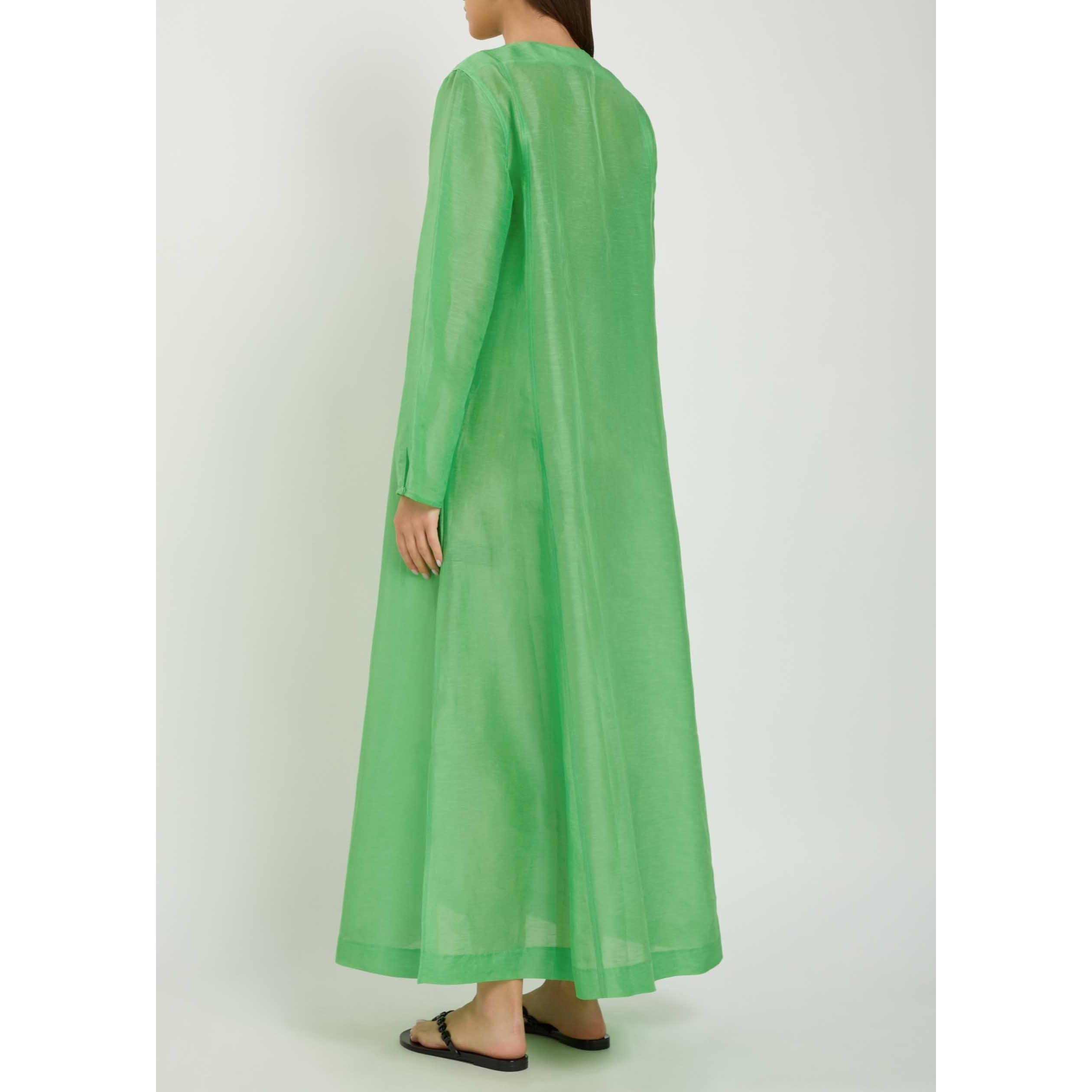 BRIGHT GREEN - Tory Burch - Women's Pleated Linen Kaftan - 3
