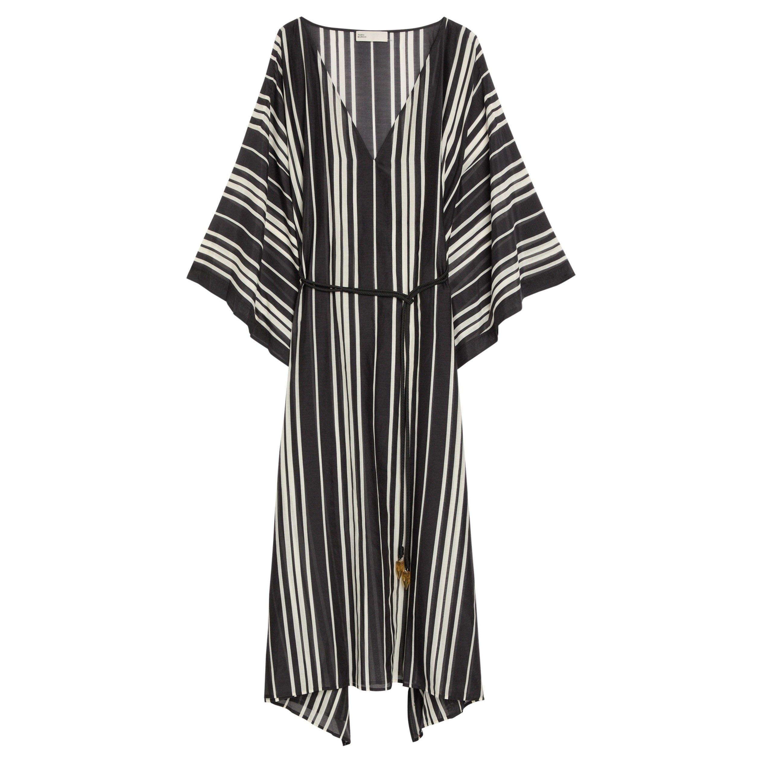 BLACK AND OTHER - Tory Burch - LD BELTED STRIPED SILK CAFTAN - 1