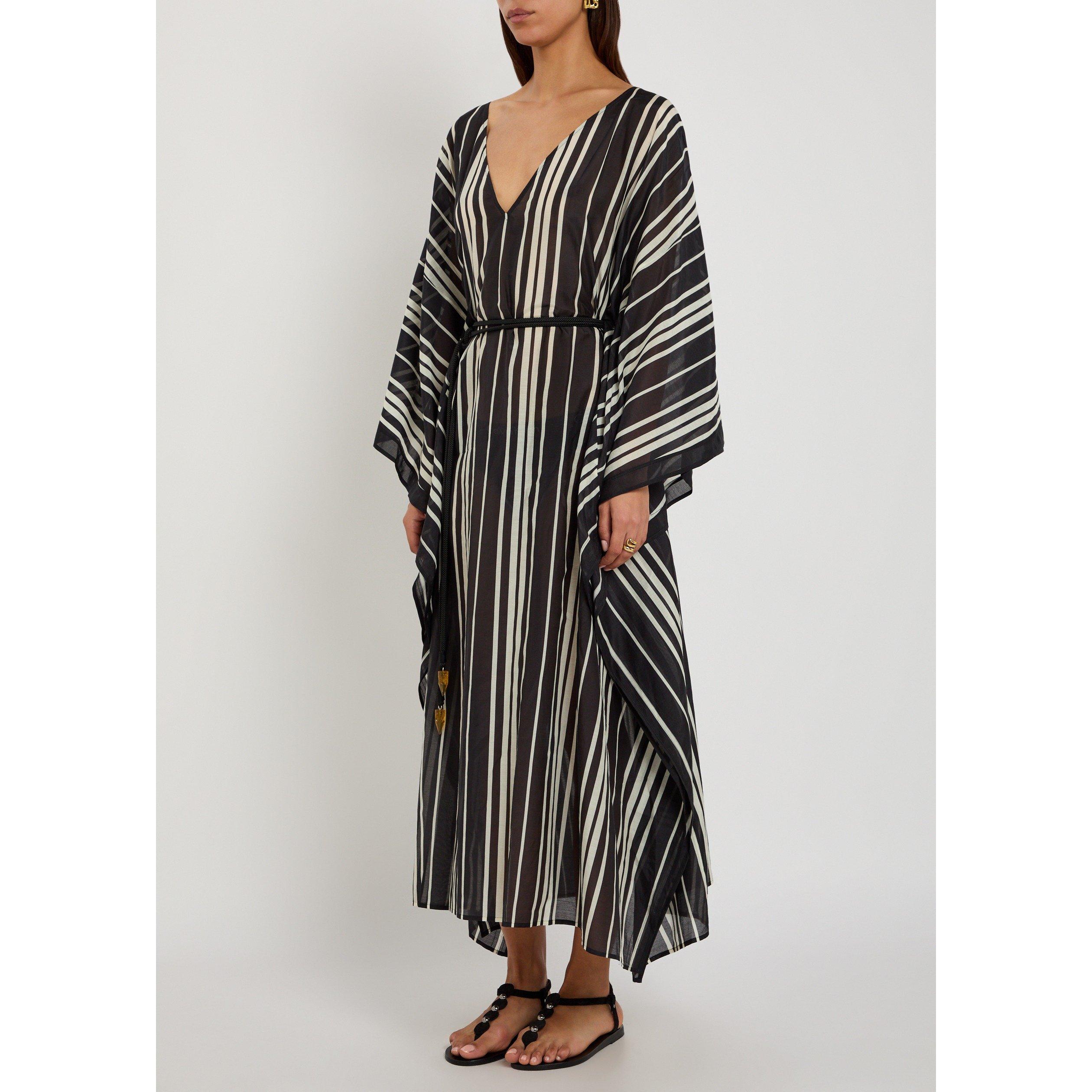 BLACK AND OTHER - Tory Burch - LD BELTED STRIPED SILK CAFTAN - 2