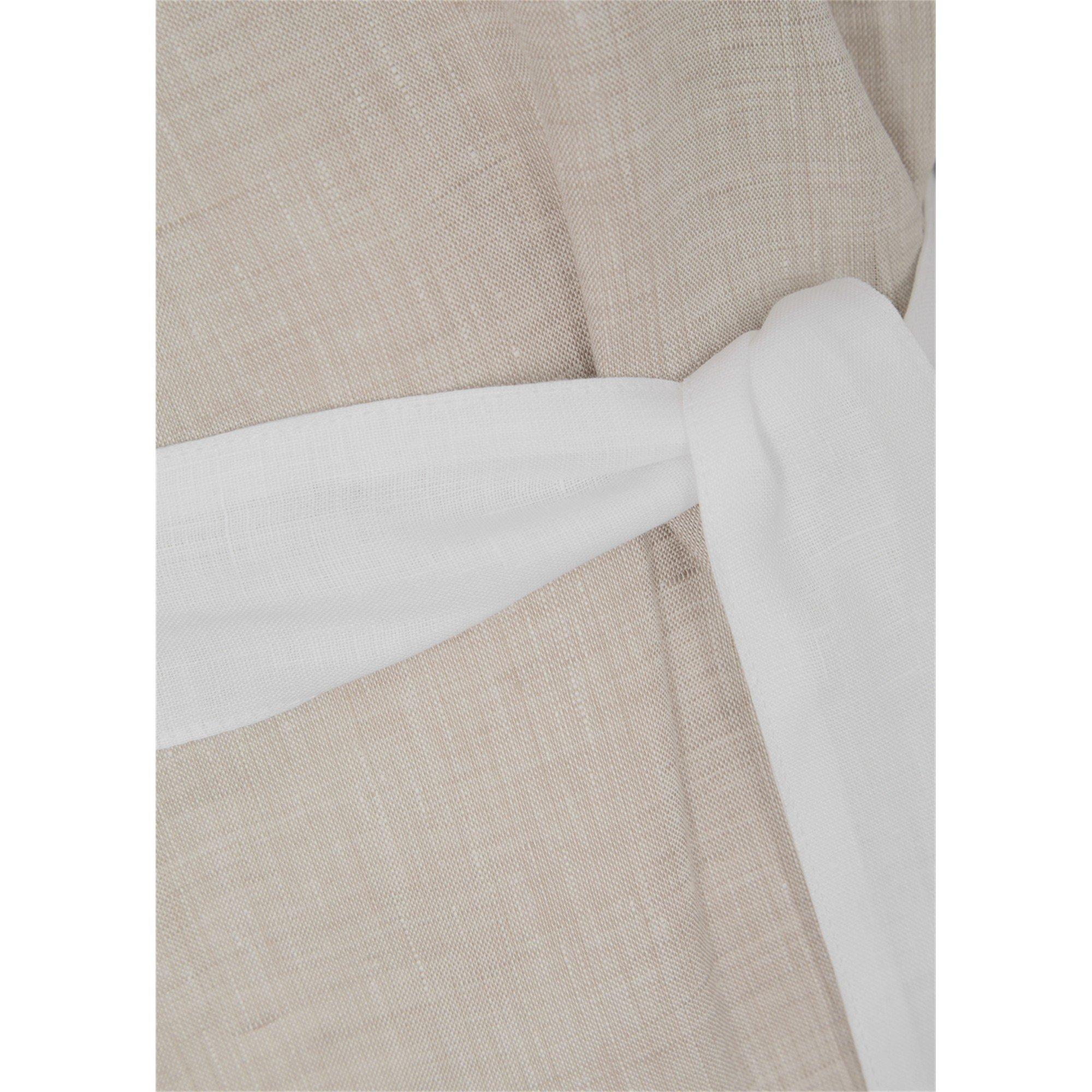 BEIGE AND OTHER - The Sleep Shirt - Women's Long-Sleeve Collared Belted Linen Kaftan - 4