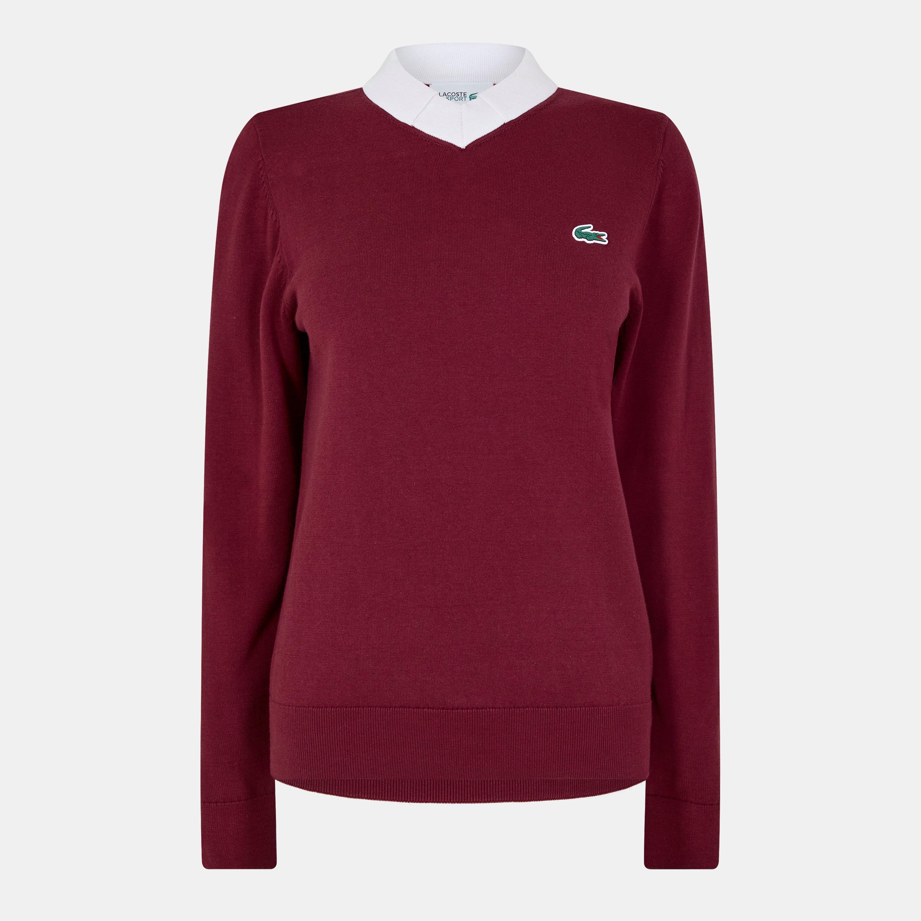 Lacoste Women's Spleen/White Knit Crew Neck Jumper - 14 (42)