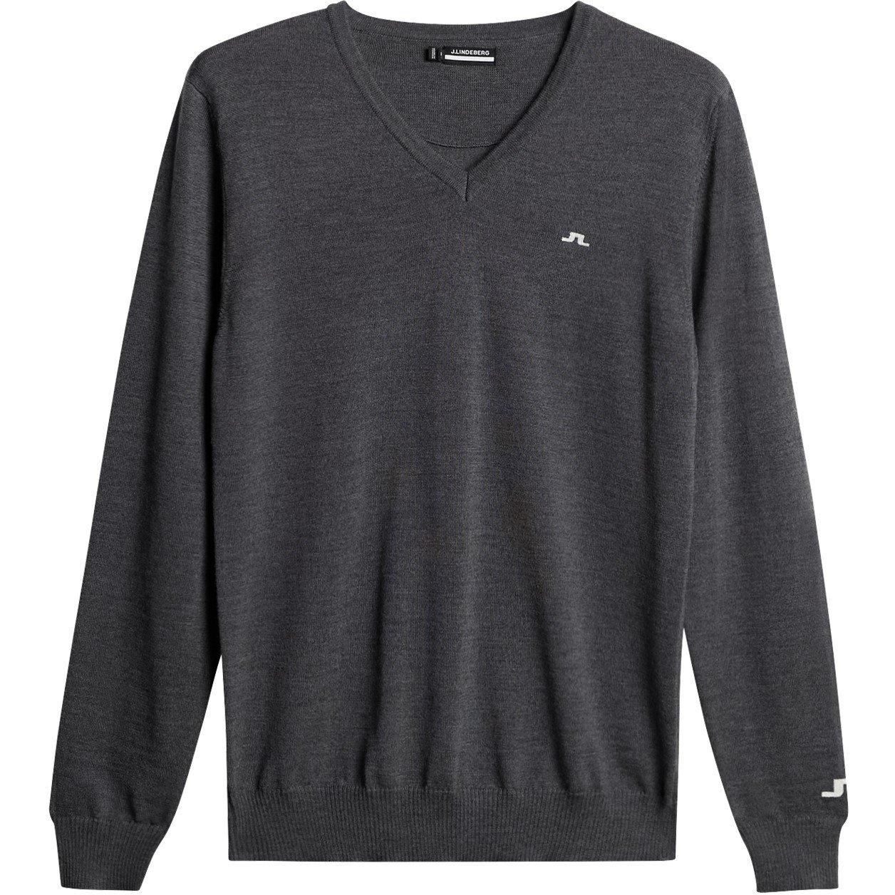 Grey Melange - J Lindeberg - Men's Junior.Lind Lymn Knitted Crew Neck Jumper - 1