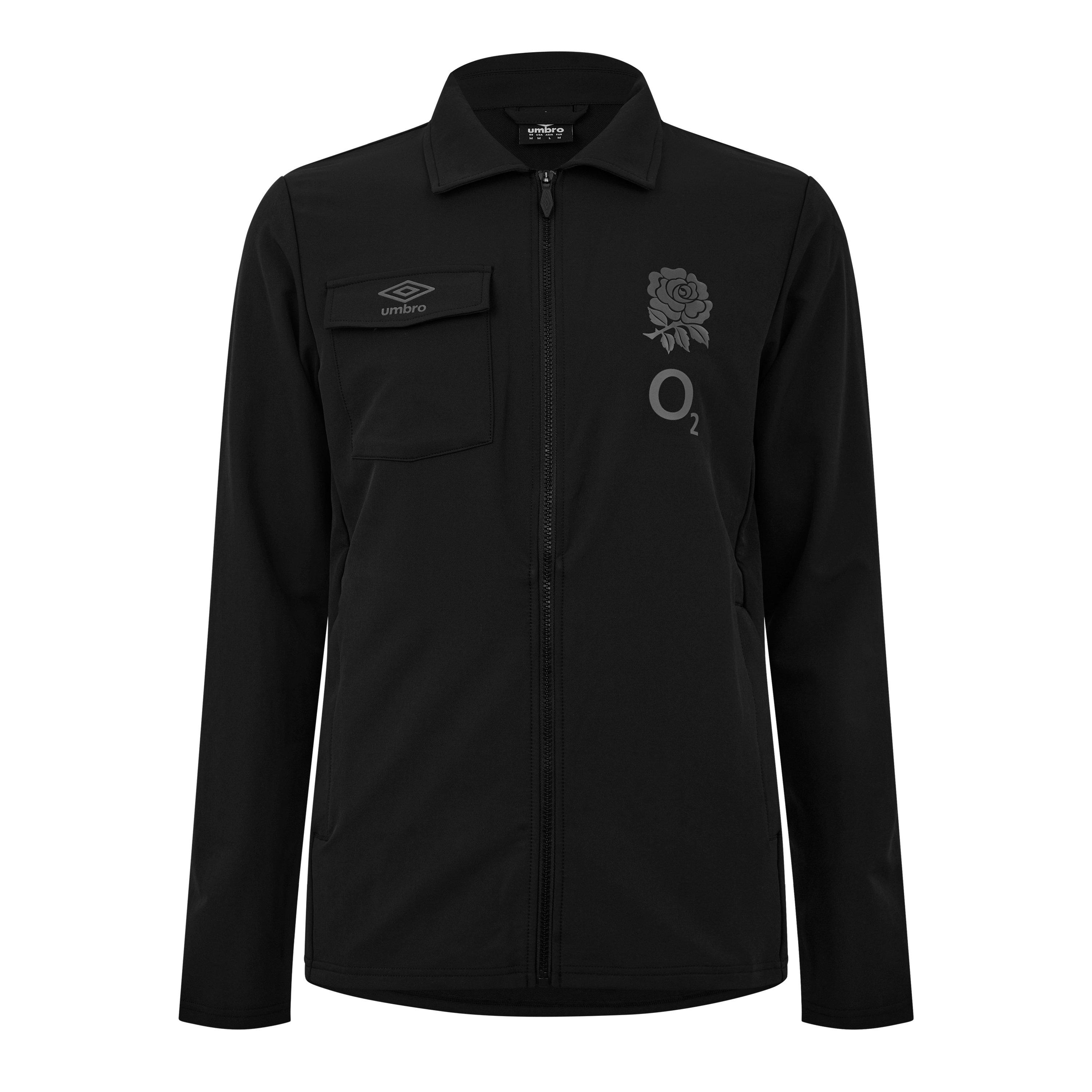 Black - Umbro - Men's England Rugby Presentation Long Sleeve Half Zip 2024 Jacket - 1