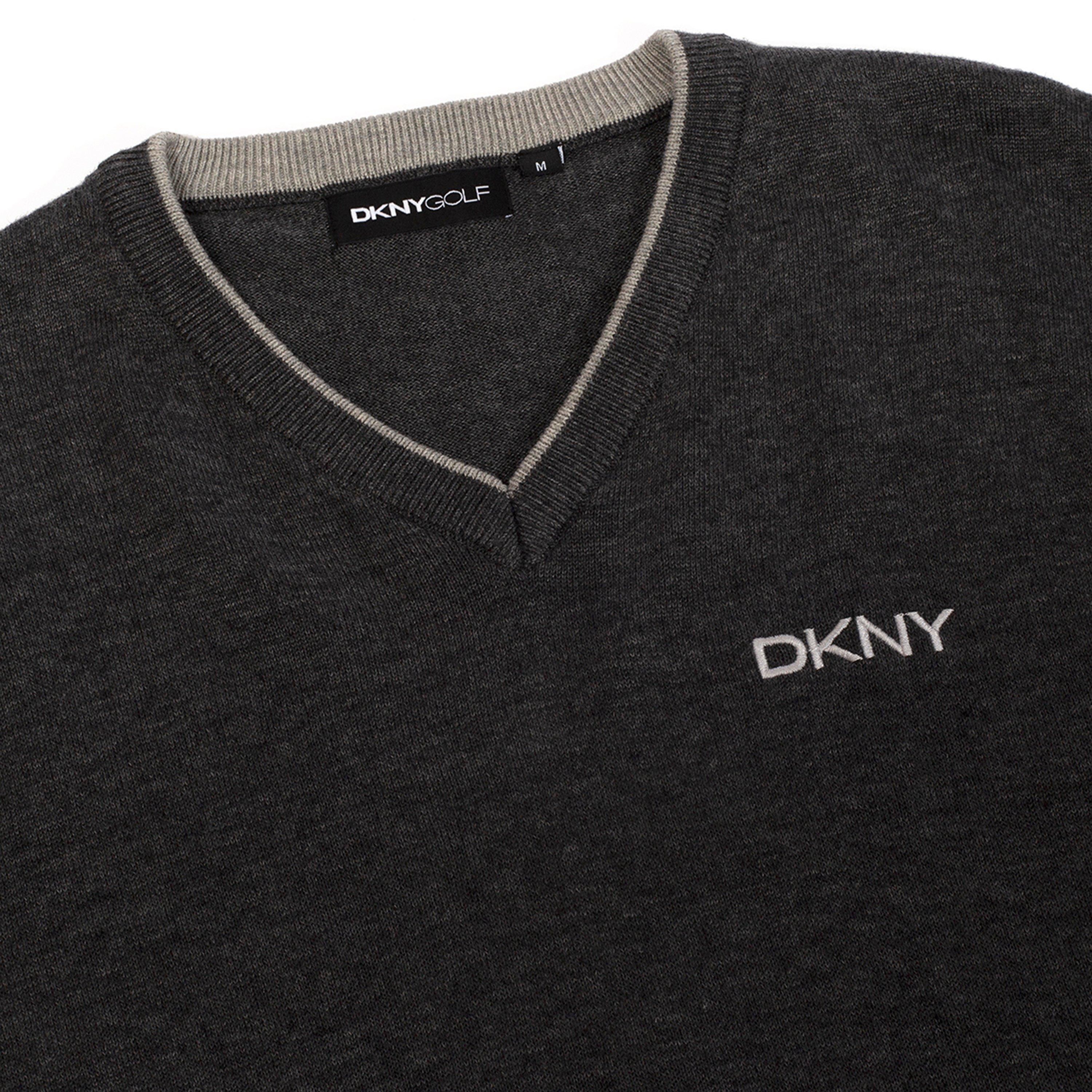 Houtskoolgrijs gemêleerd - DKNY - DKNY V-Neck Sweater Sn99 - 3