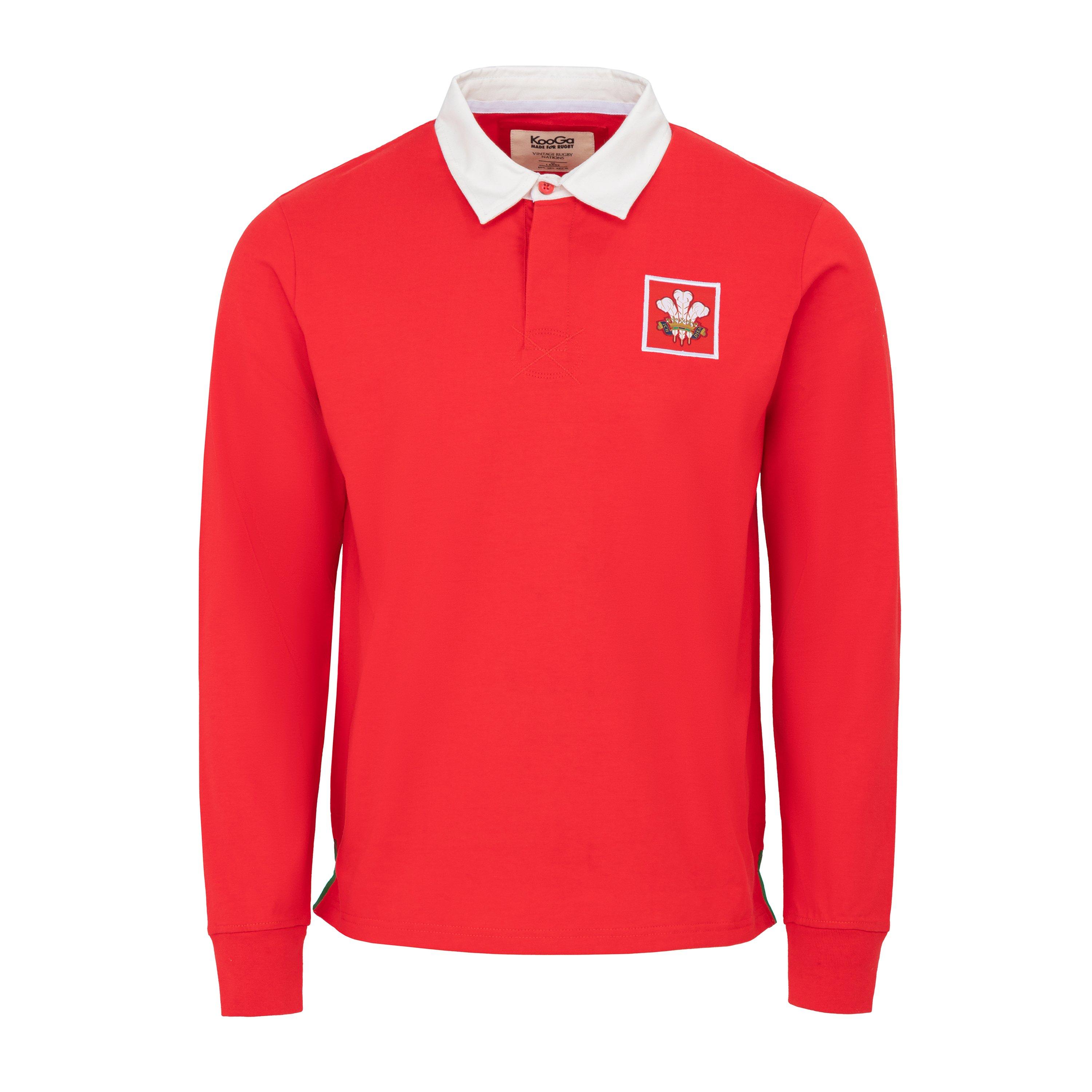 Kooga Men's Vintage Long Sleeve Rugby Shirt - Wales - Large