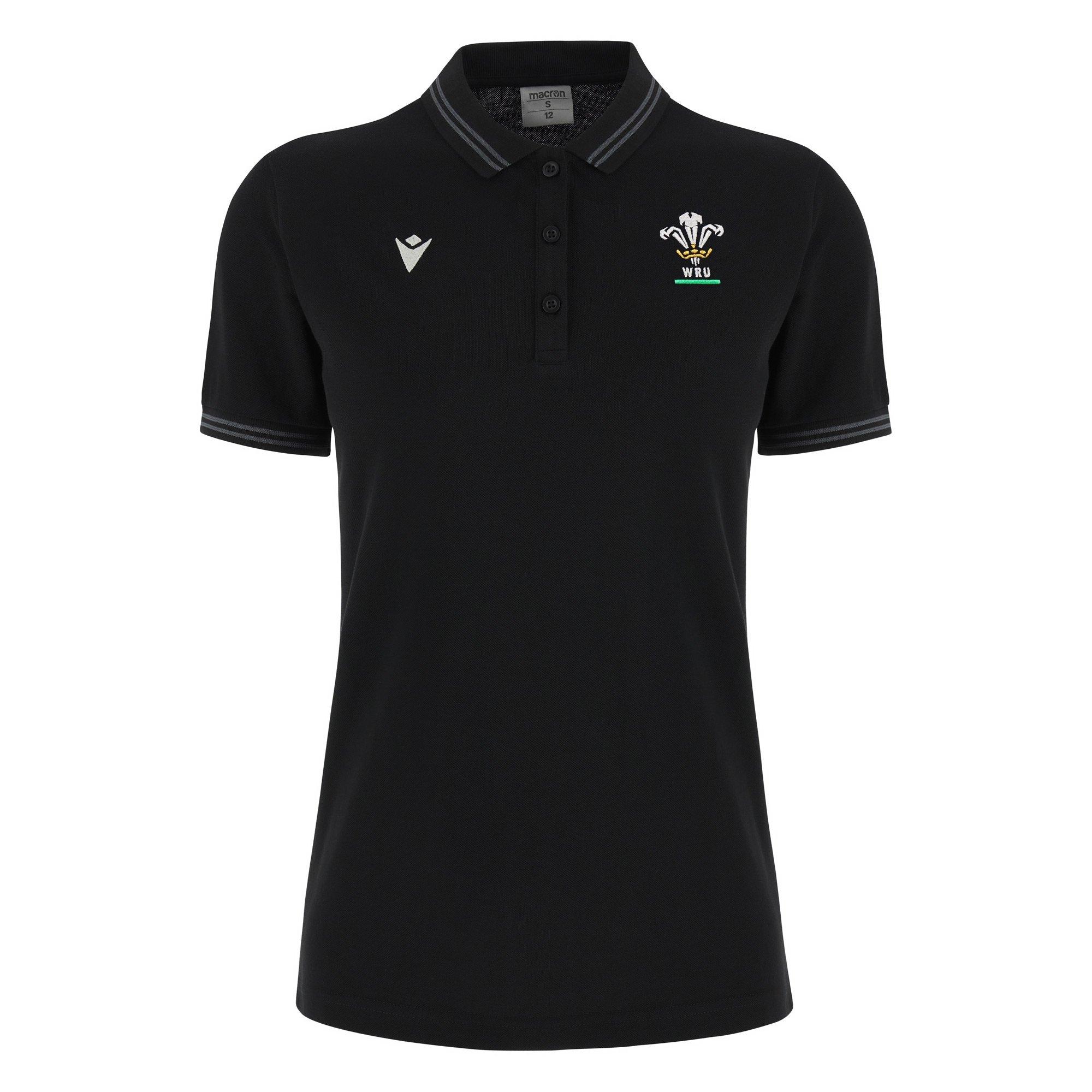 Black - Macron - Wales Rugby Union Polo Shirt 2024 Womens - 1