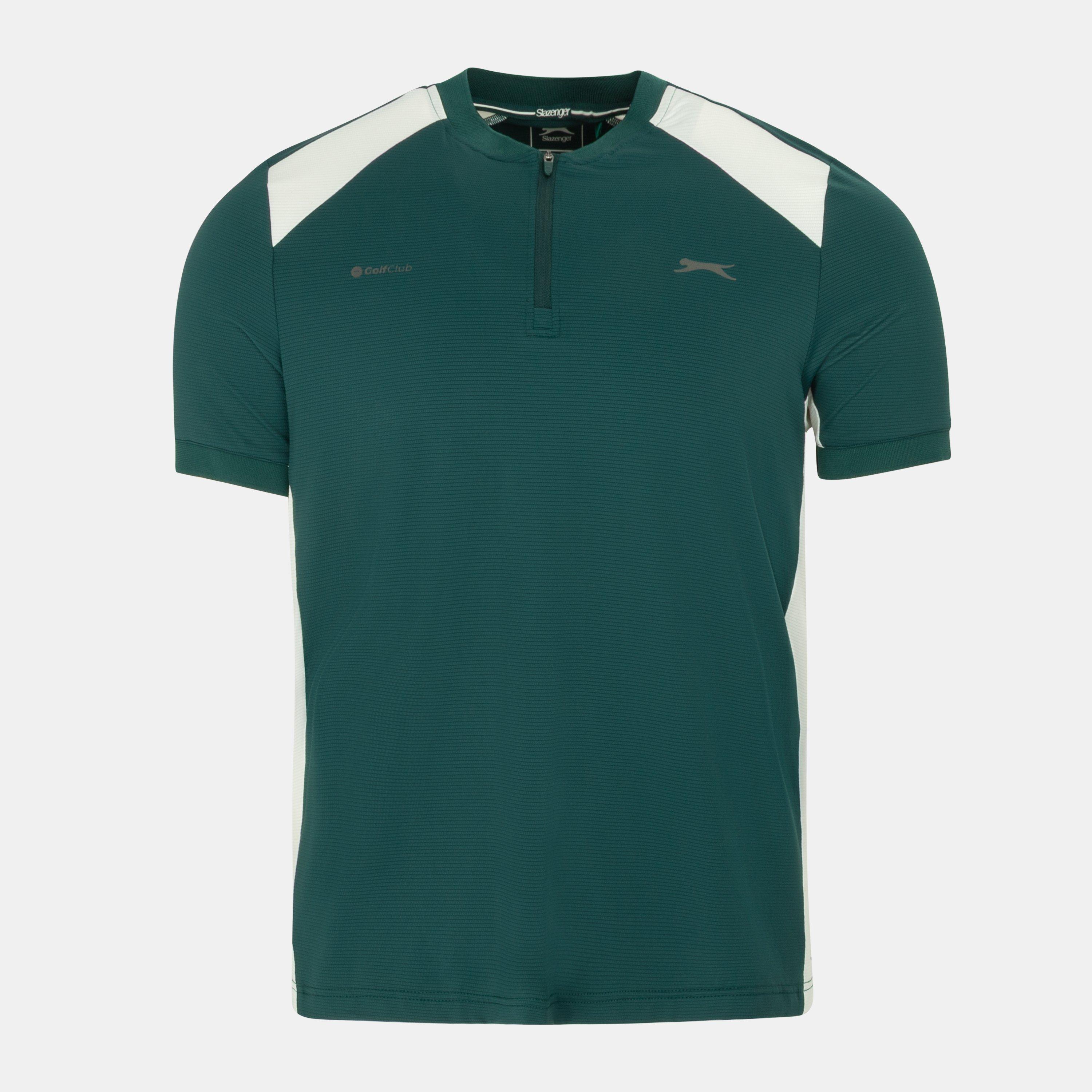 Slazenger Men's Stretch Woven Golf T Shirt - Green/White - L