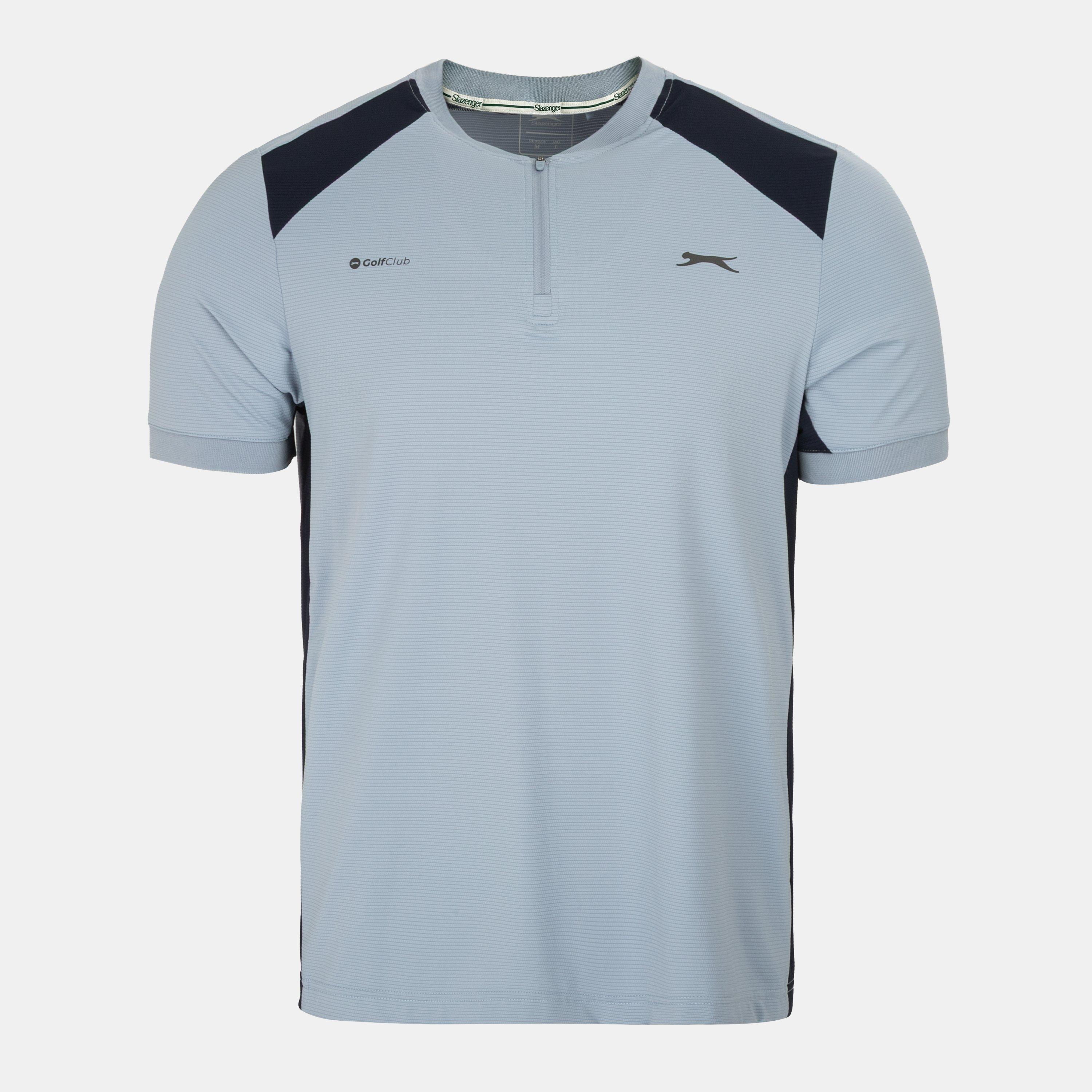 Slazenger Men's Stretch Woven Golf T Shirt - Blue/Navy - L