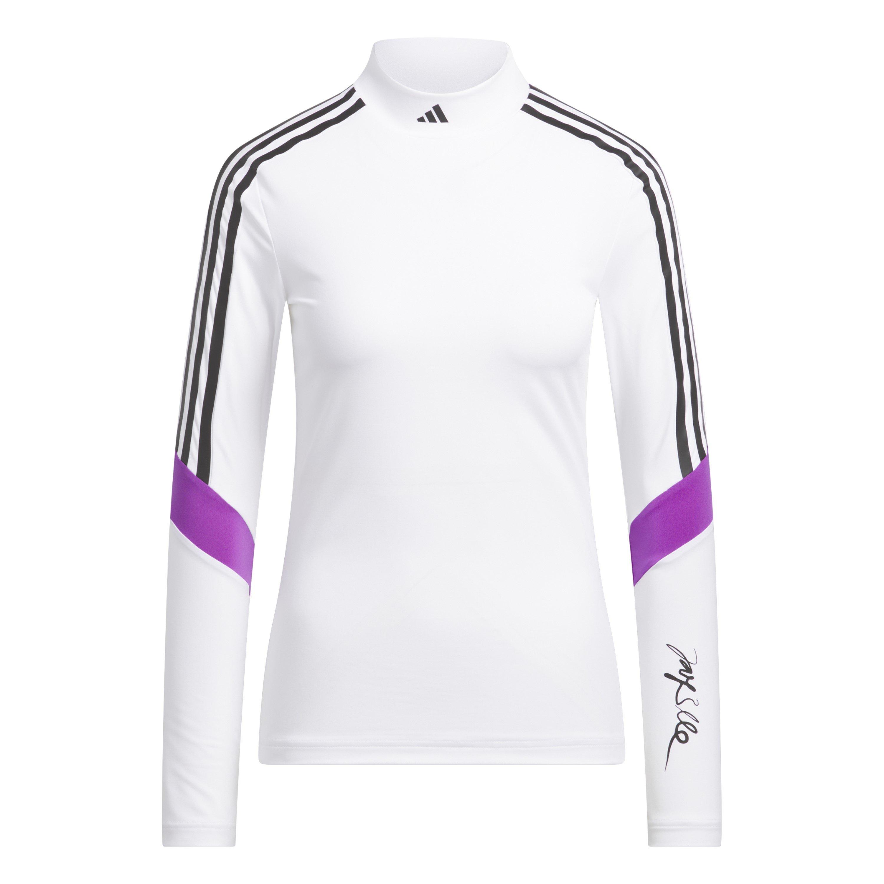 White - adidas - Women's Mock Long Sleeve Performance Polo Shirt - 1