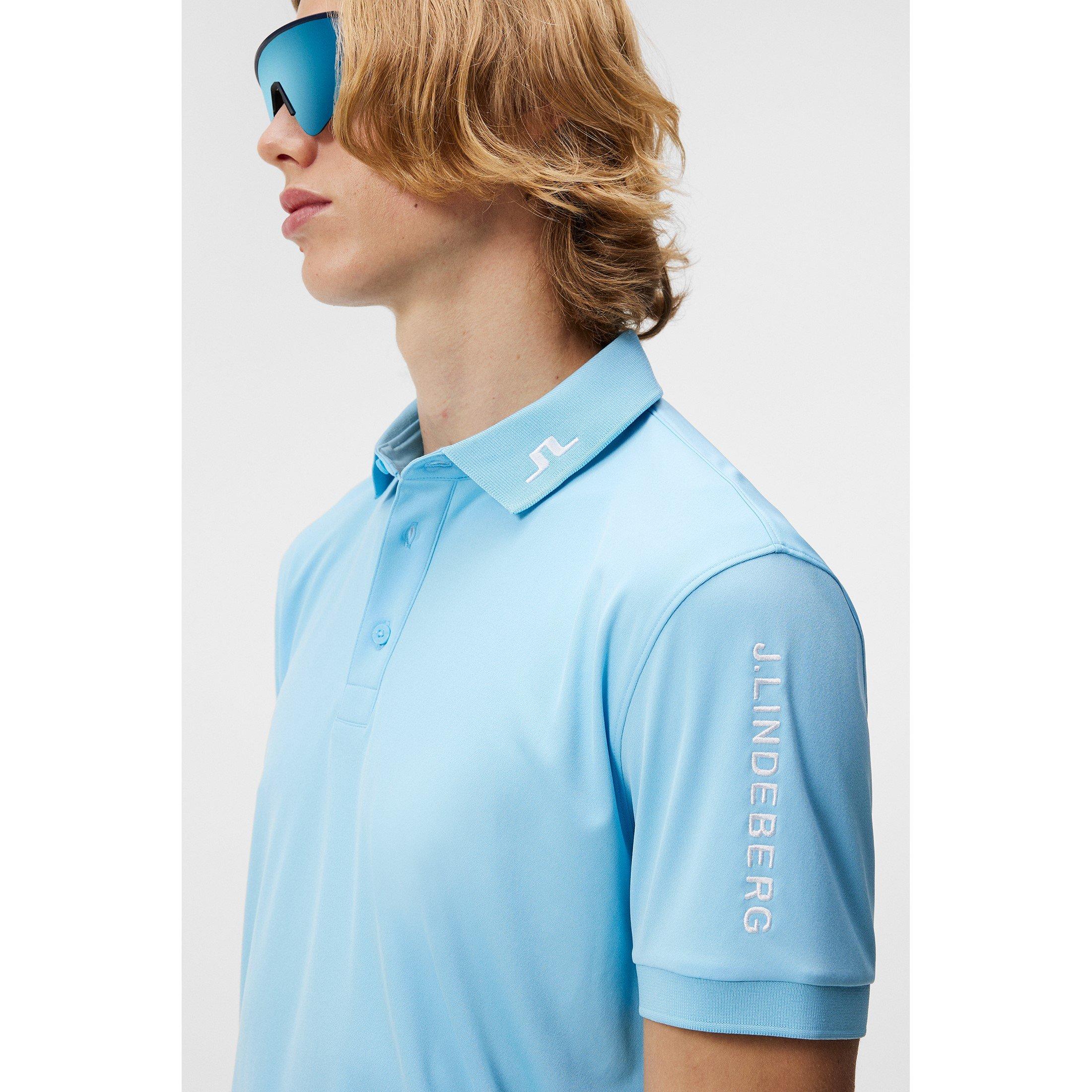 Baltic Sea/Whte - J Lindeberg Golf - Junior Tour Tech Short-Sleeve Performance Polo Shirt - 5