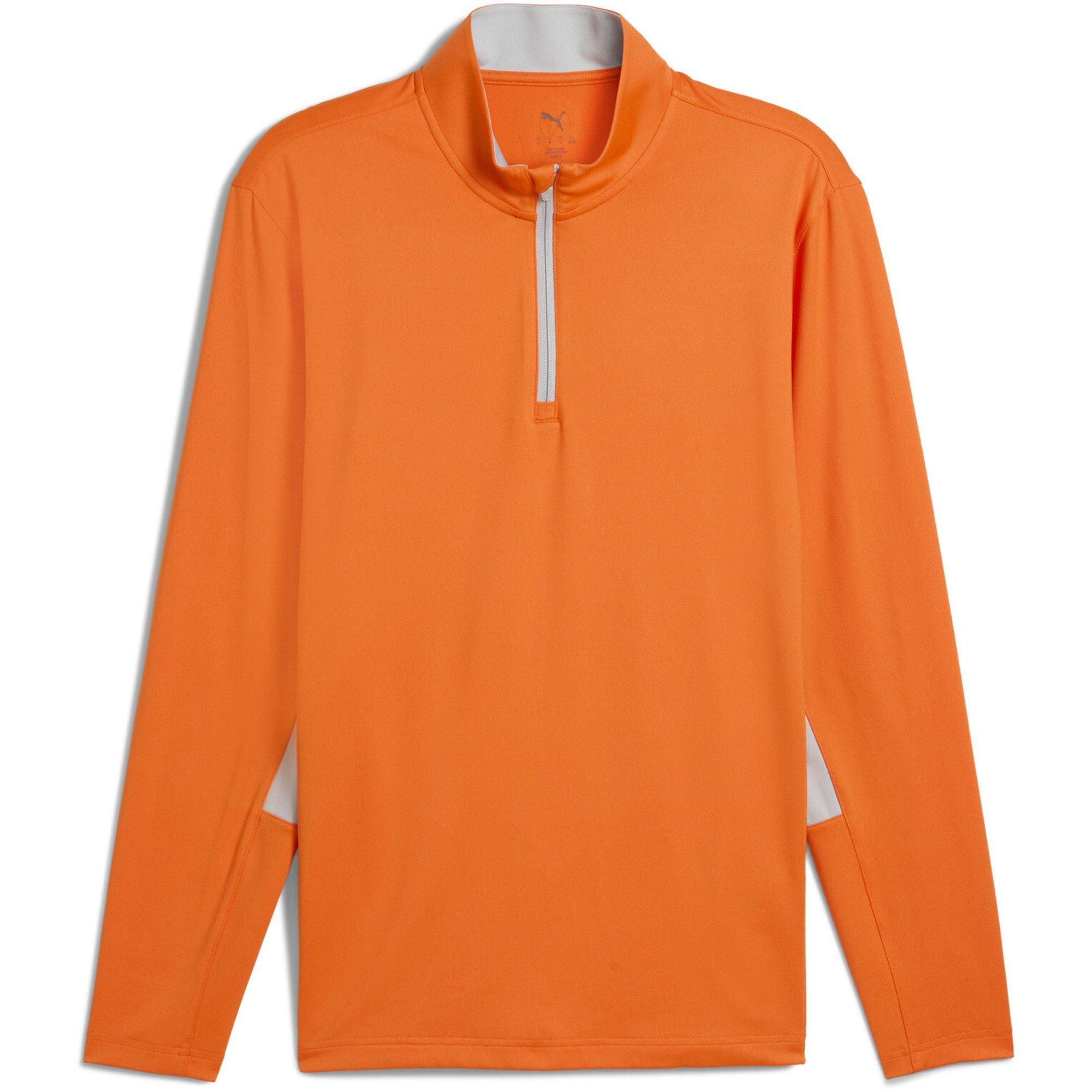 Puma Men's 1/4 Zip Long Sleeve Performance Polo Shirt - Rickie Orang - 2XL