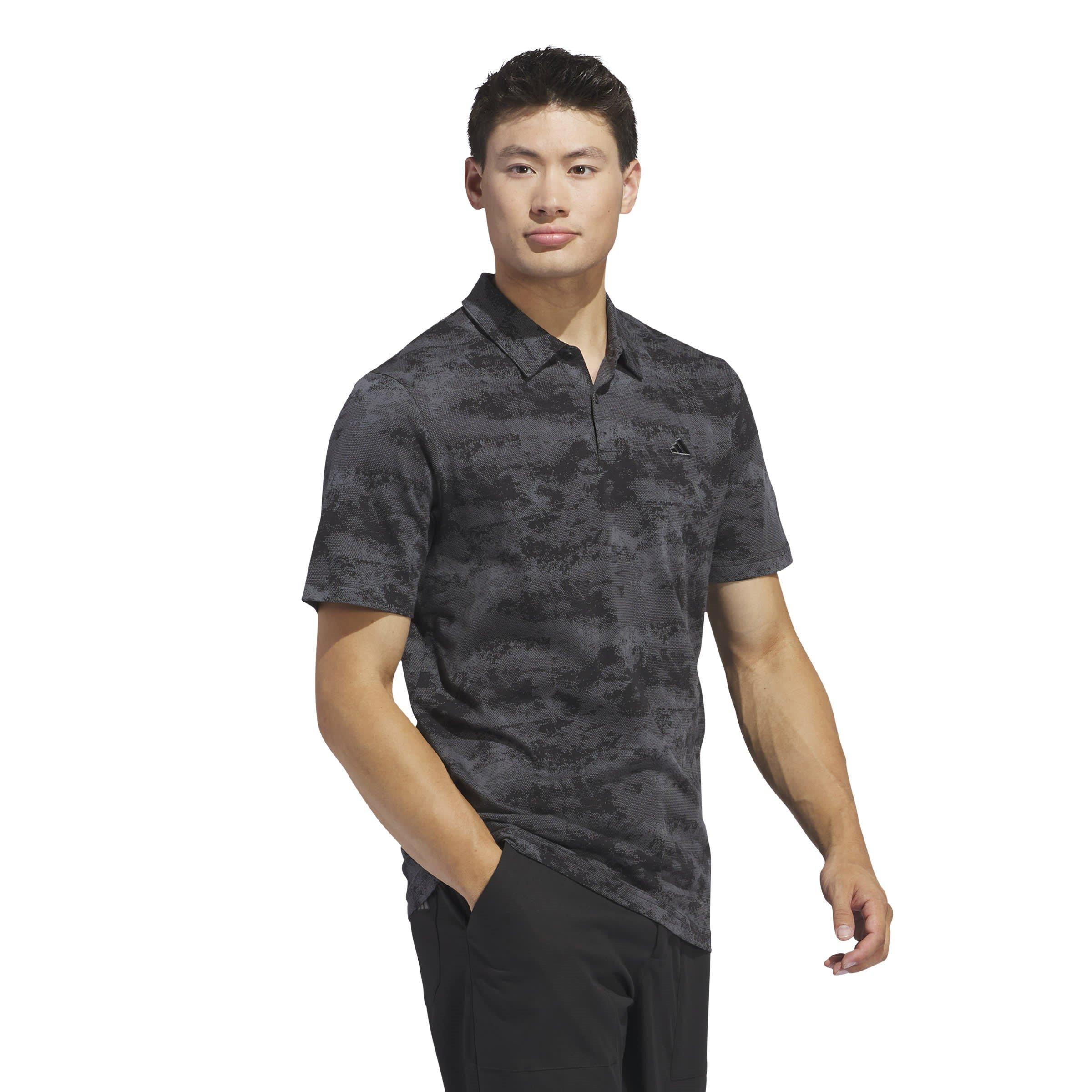 Black - adidas - Go-To Printed Mesh Polo Shirt Mens - 4
