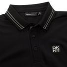 Noir/Argent - DKNY Golf - Blue cotton and linen blend polo shirt - 7