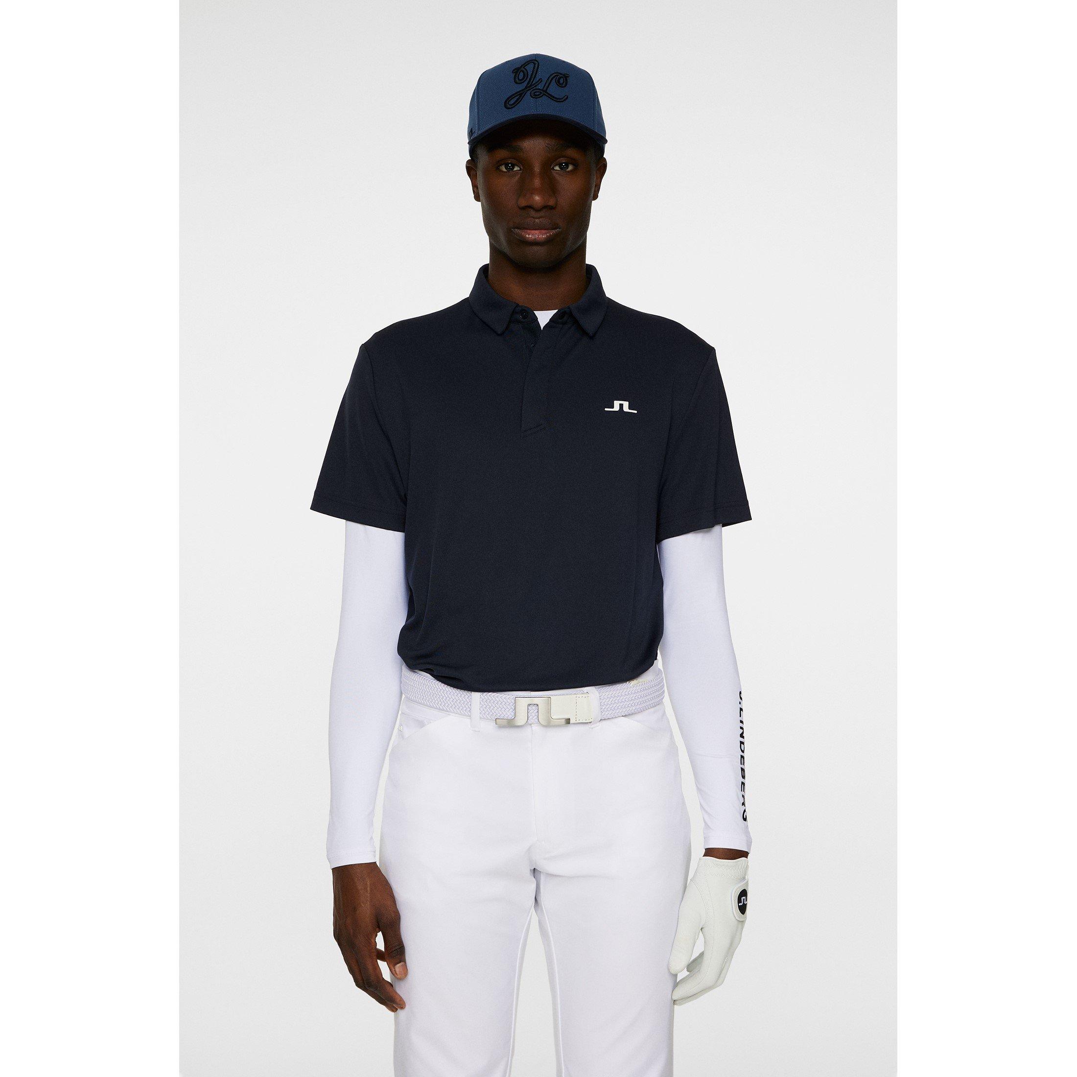 JL Navy - J Lindeberg Golf - Men's Short Sleeve Performance Polo Shirt - 3