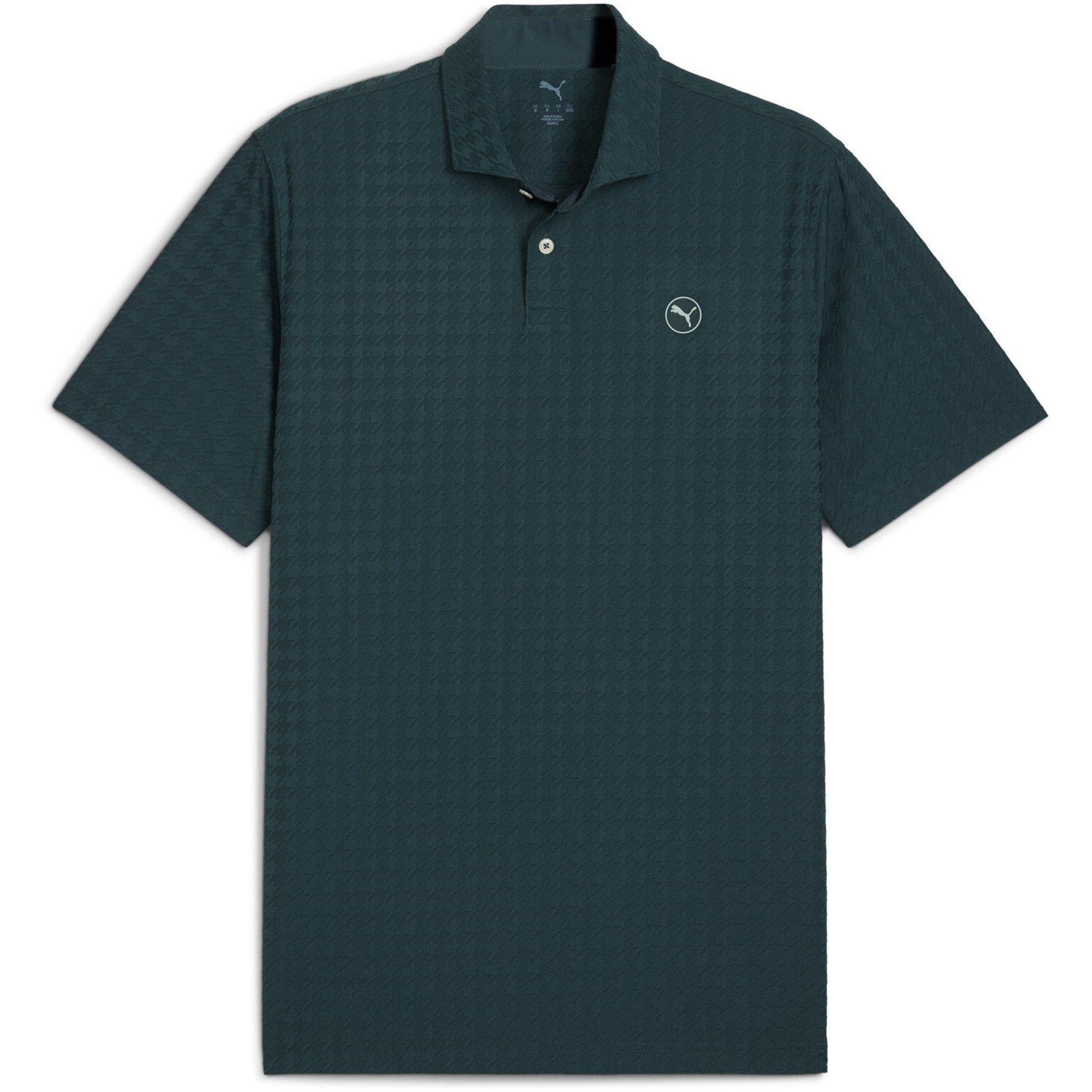 Puma Men's Mattr Houndstooth Short Sleeve Performance Polo Shirt - Green Terrain - S