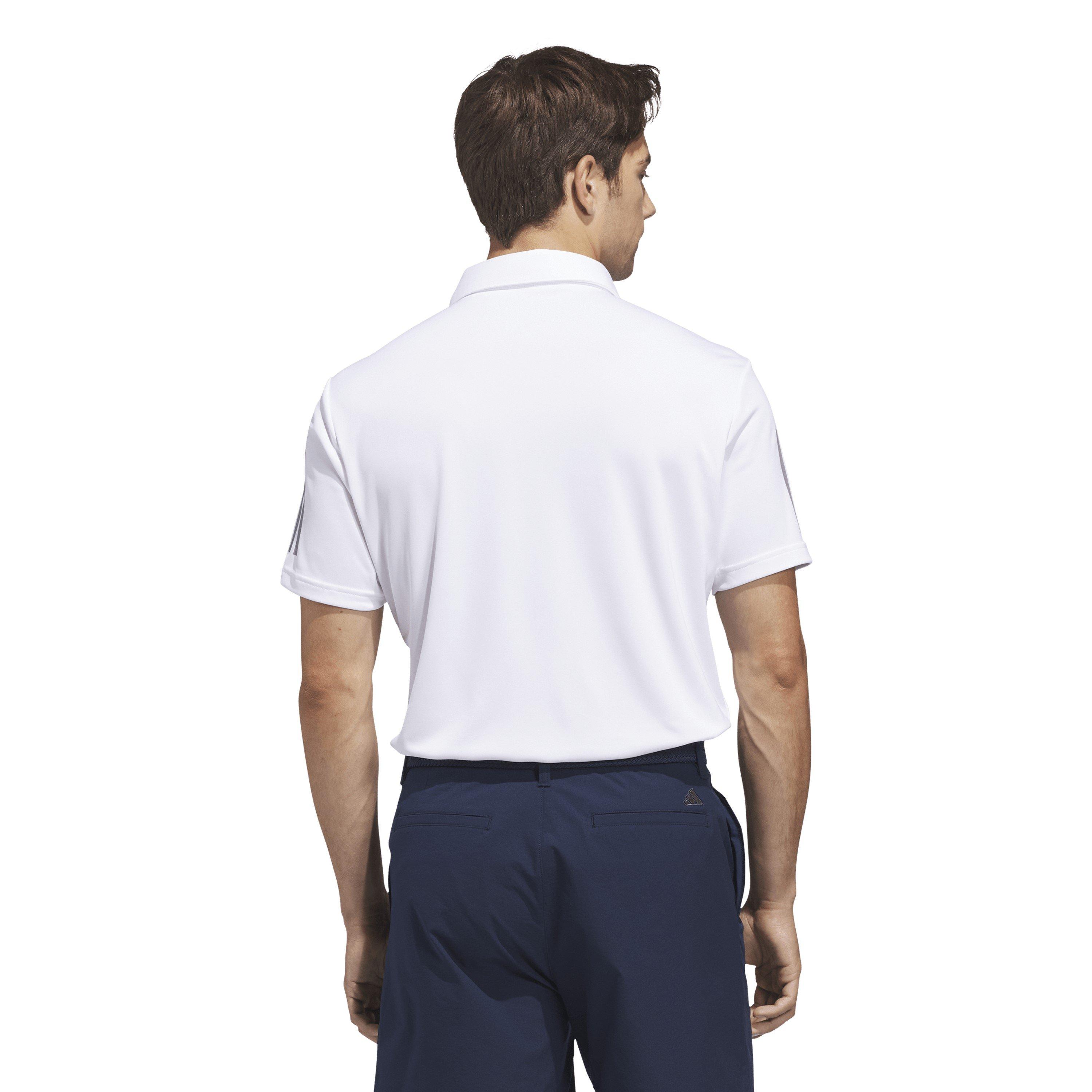 White - adidas - 3 Stripe Polo Shirt Mens - 3