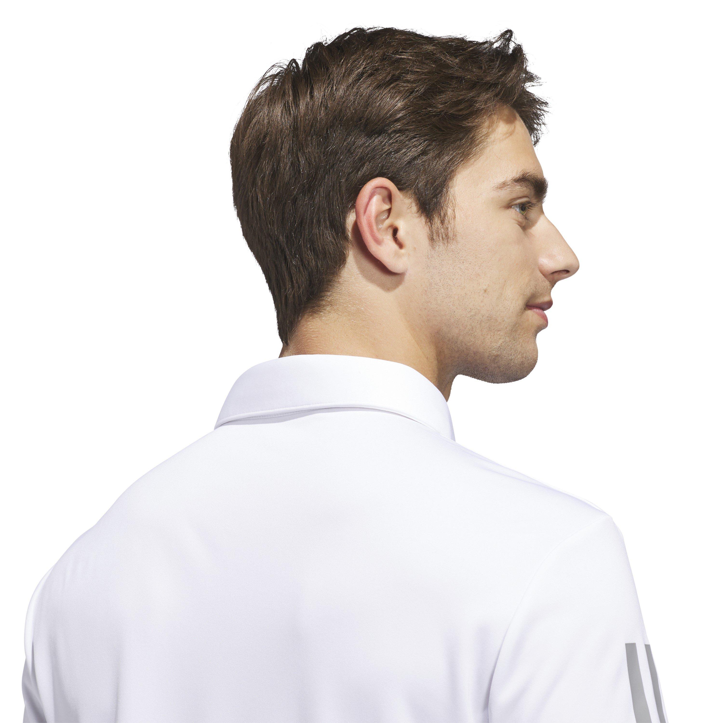 White - adidas - 3 Stripe Polo Shirt Mens - 5