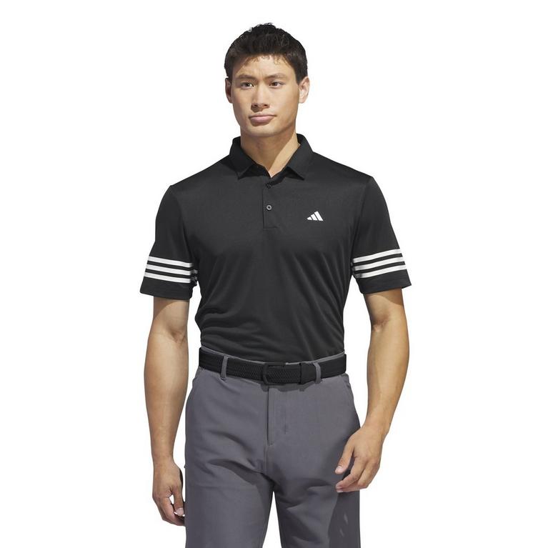 Noir - adidas - 3 Stripe Polo Shirt Mens - 2