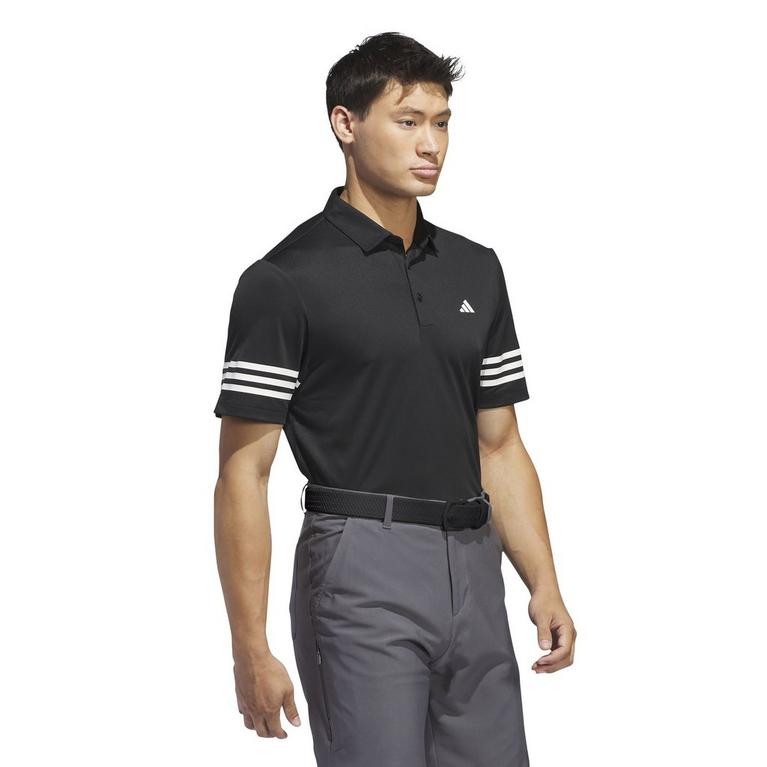 Noir - adidas - 3 Stripe Polo Shirt Mens - 4