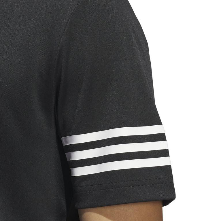 Noir - adidas - 3 Stripe Polo Shirt Mens - 5