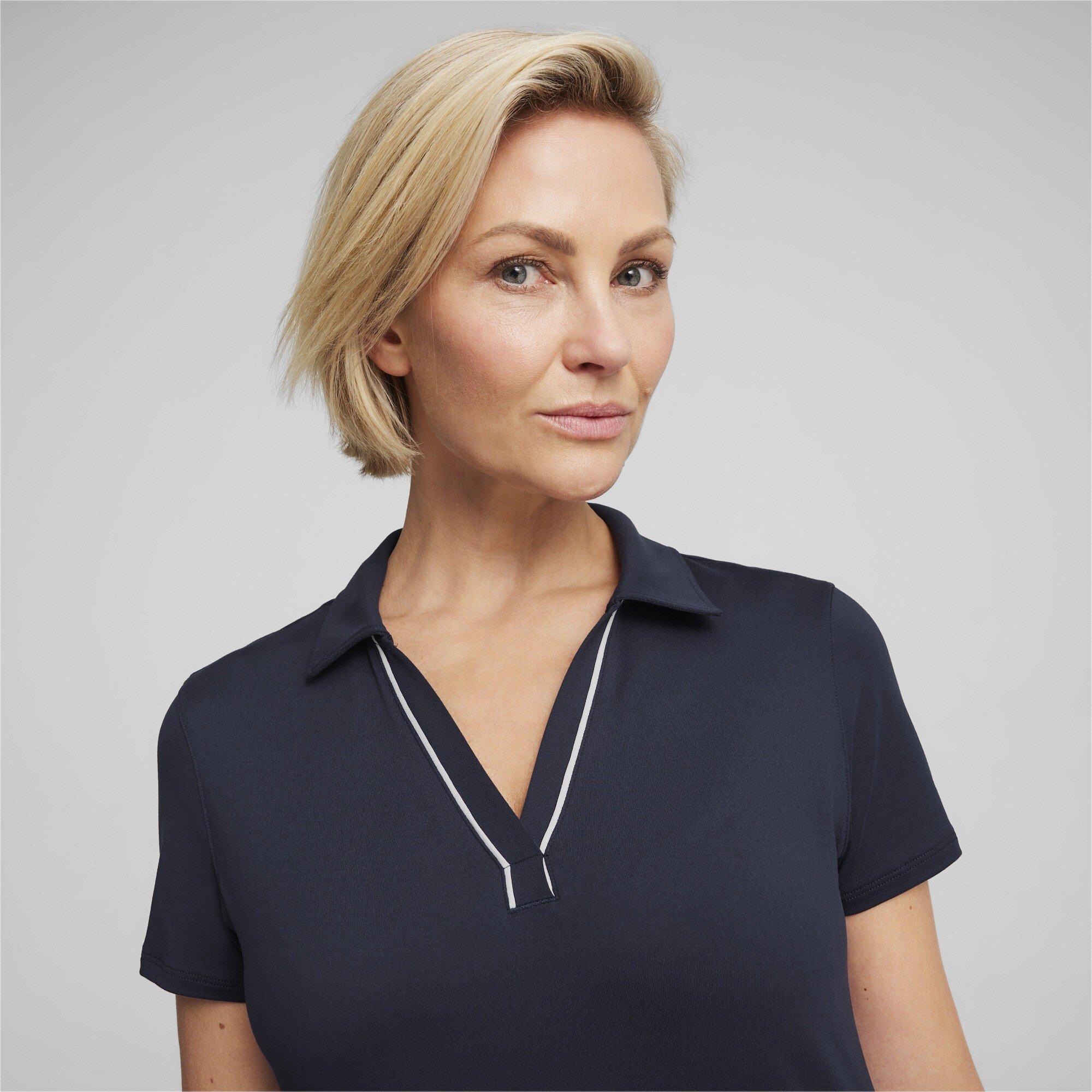 Diep Marineblauw - Puma - W Cloudspun Piped Ss Polo Shirt Womens - 5