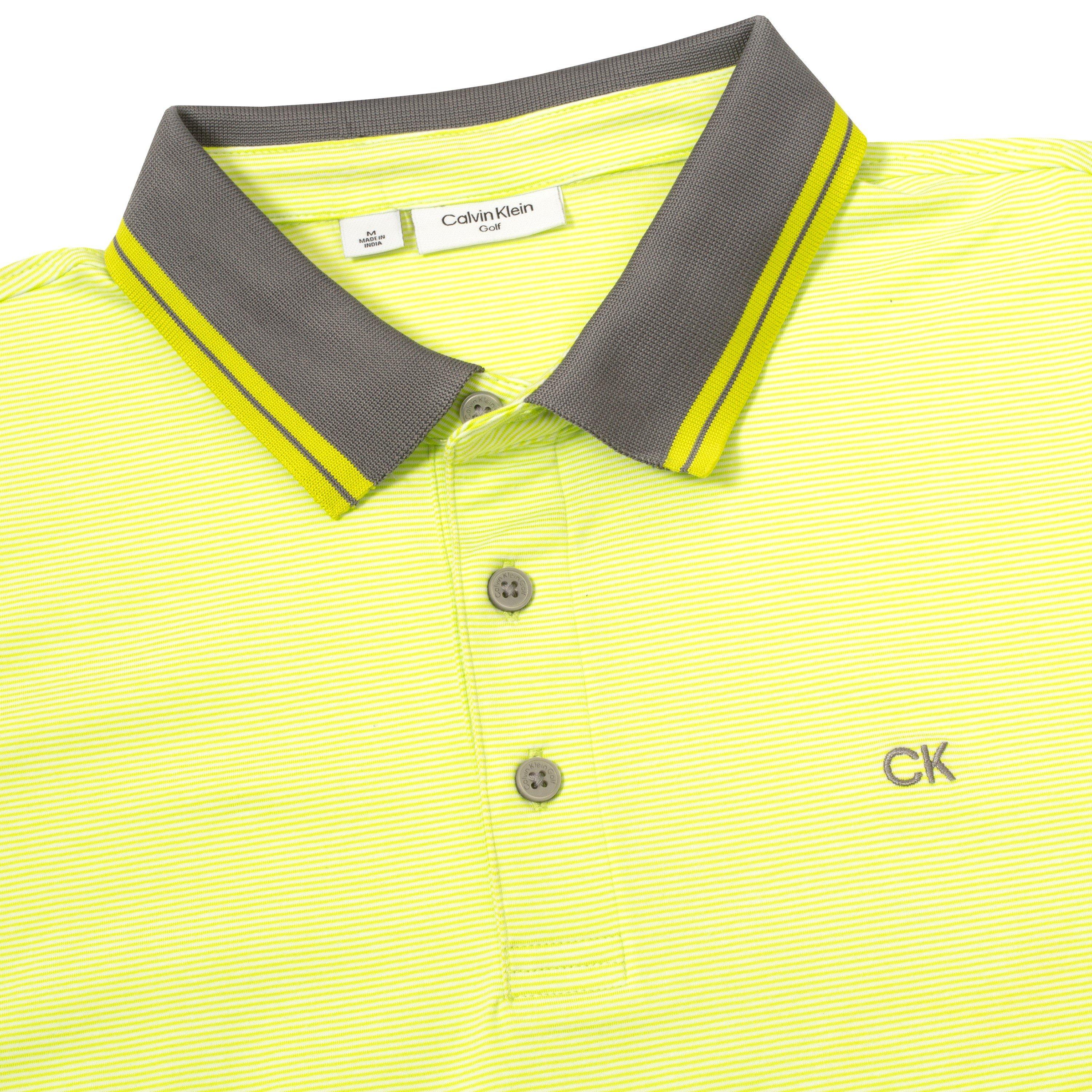 Lime/White - Calvin Klein Golf - Men's CK Blade Short-Sleeve Performance Polo Shirt - 3