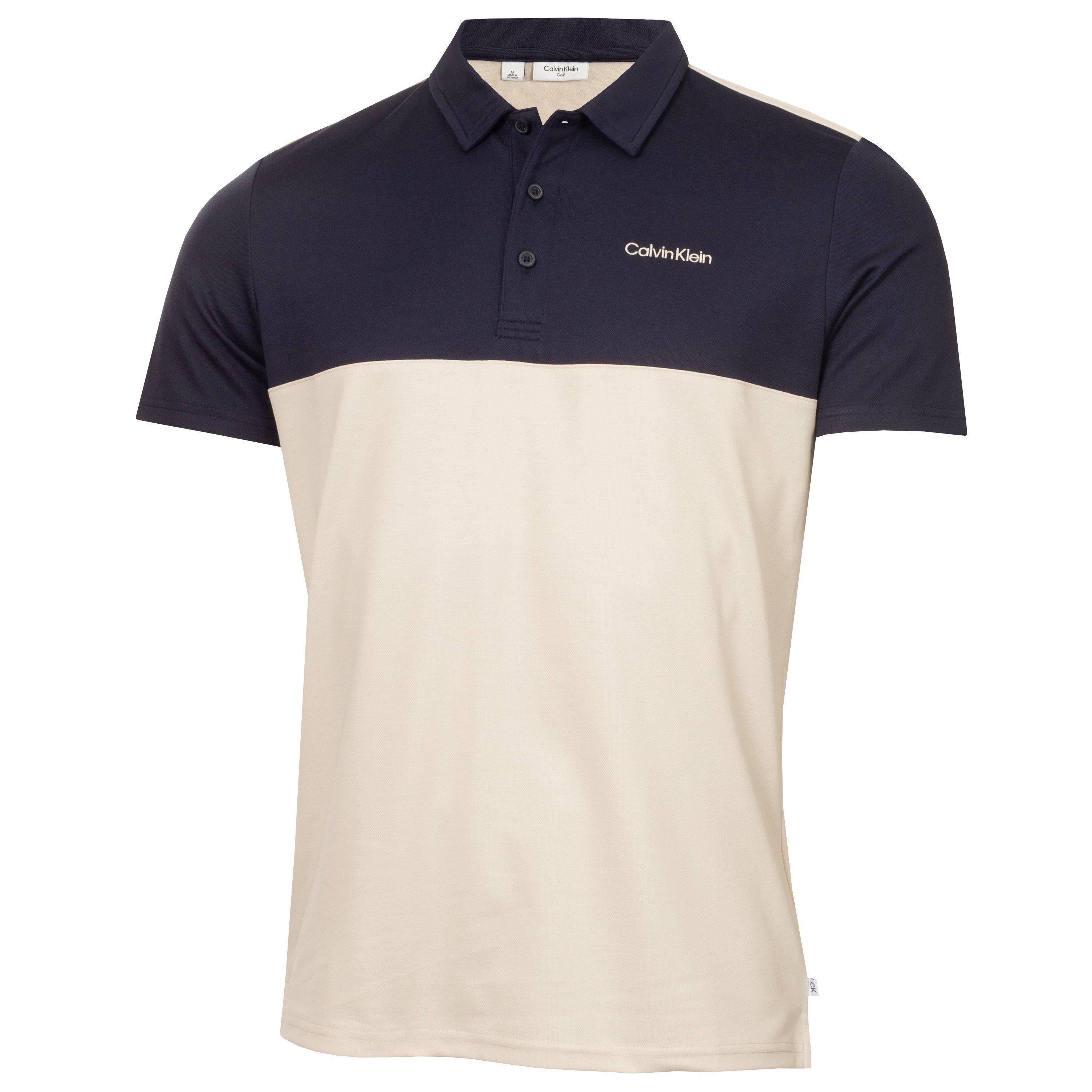 Calvin Klein Golf Men's Jc Block Short Sleeve Performance Polo Shirt - Oatm-Nvy - Medium