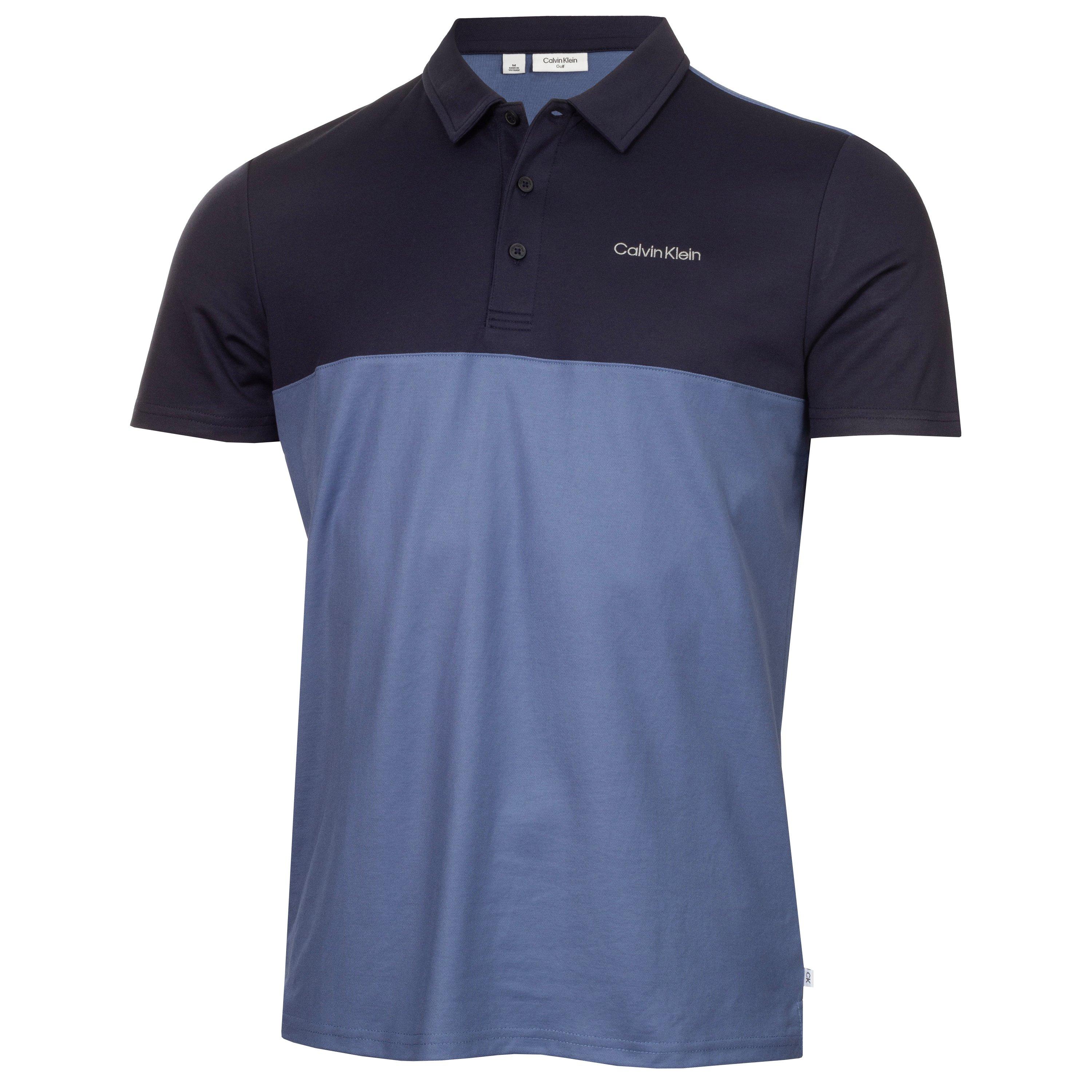 Calvin Klein Golf Men's Jc Block Short Sleeve Performance Polo Shirt - Dnm-Nvy - Large
