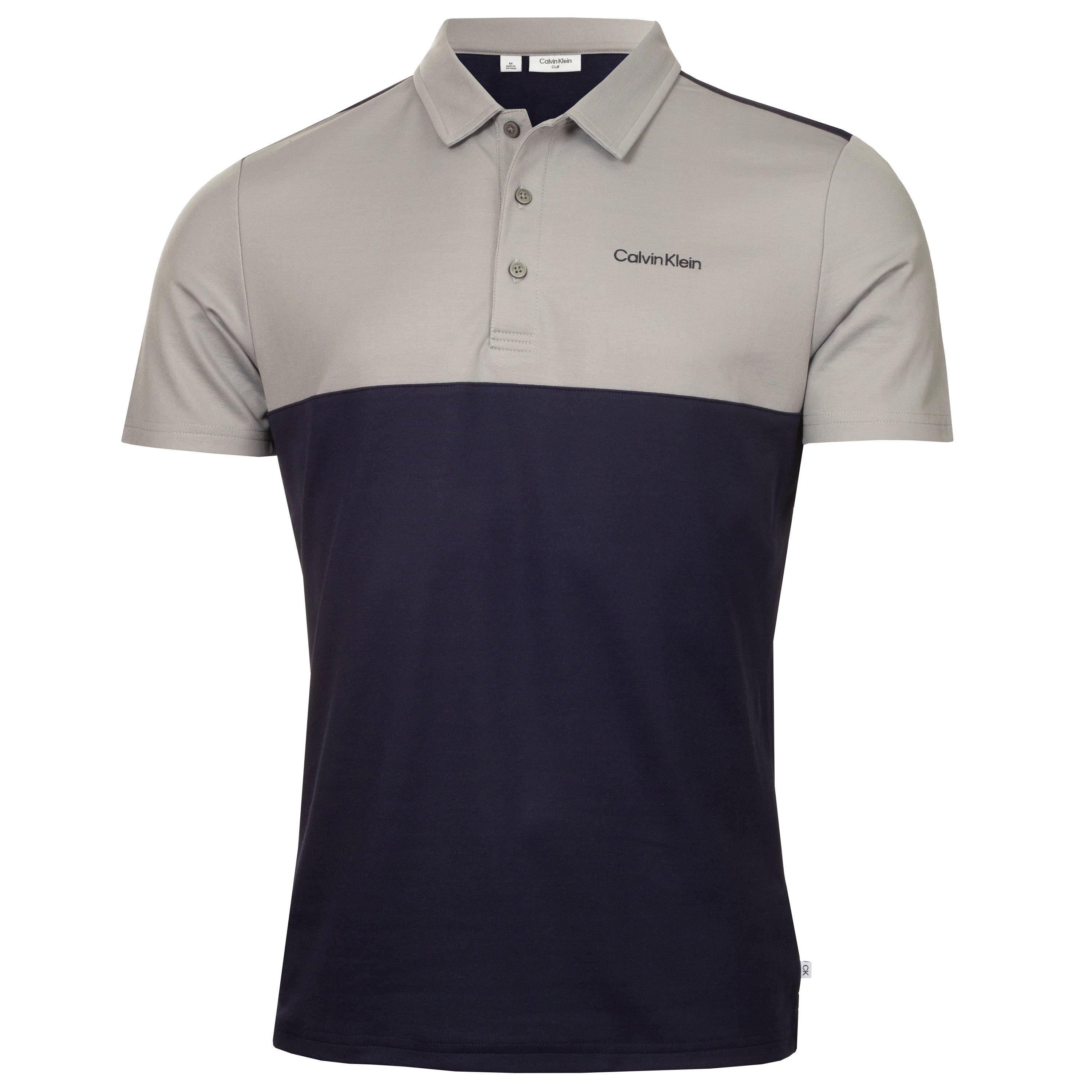Calvin Klein Golf Men's Jc Block Short Sleeve Performance Polo Shirt - Nvy-Sil - Small
