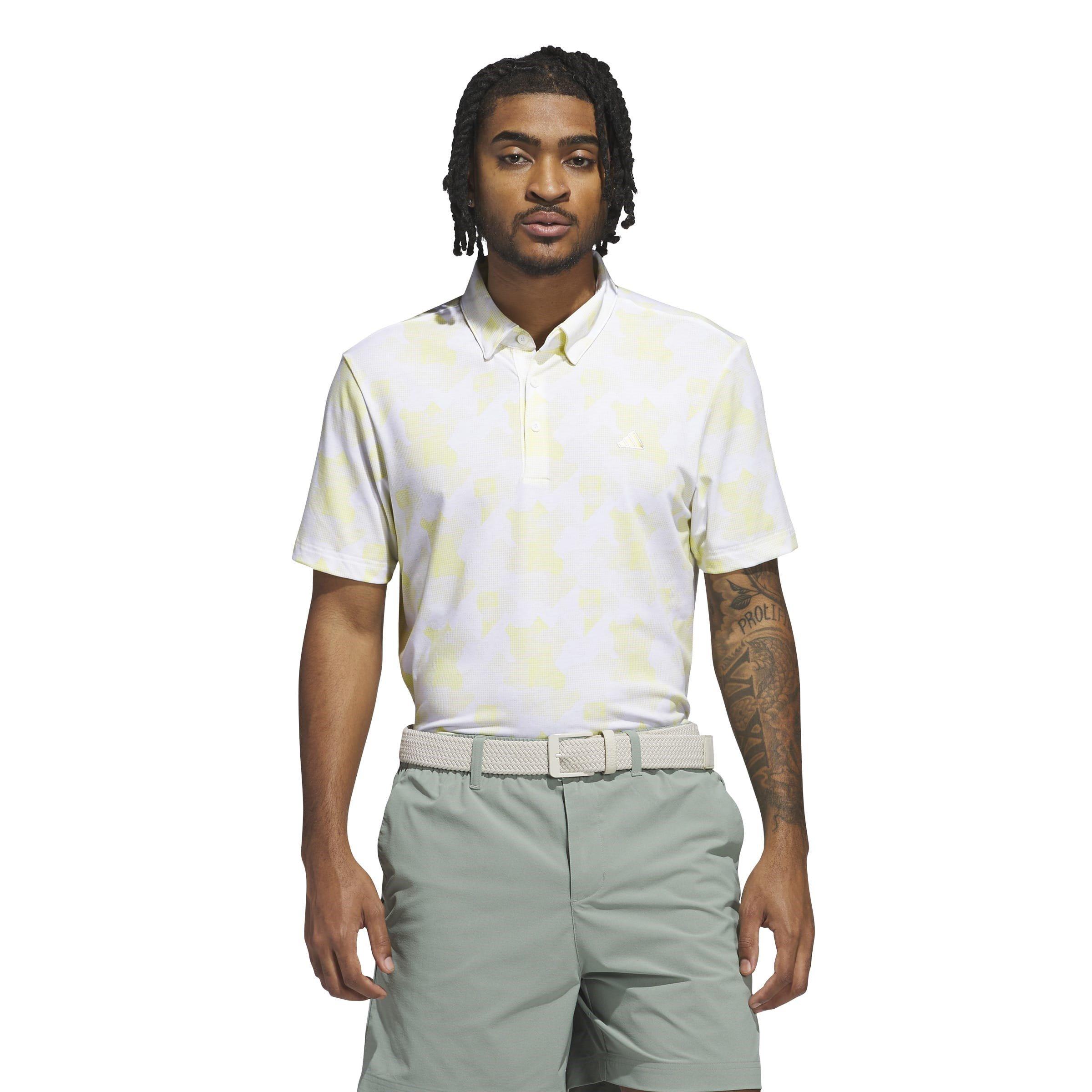 Wht/Pwdr Ylw - adidas - All Over Print Golf Polo Shirt Mens - 2