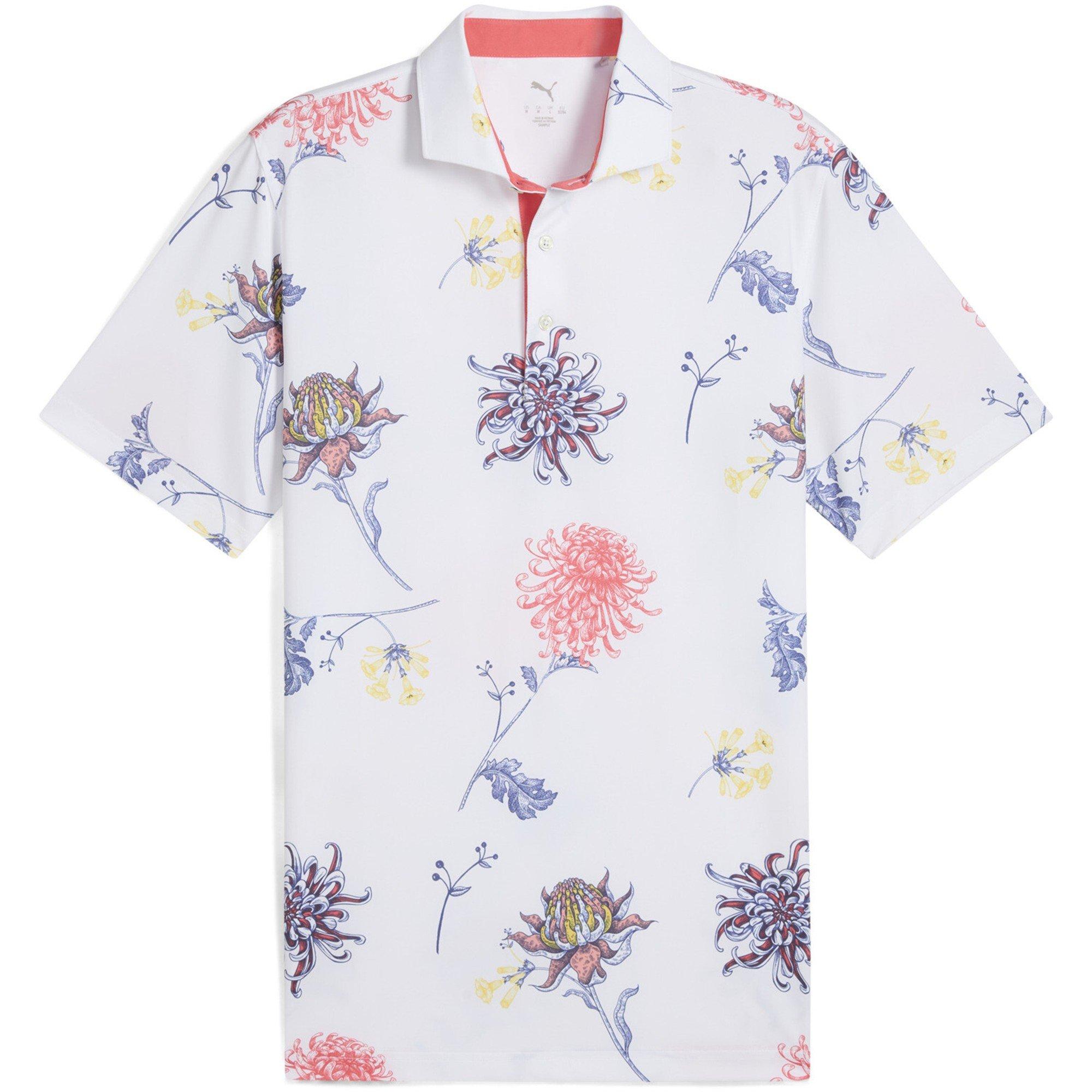 Puma Men's Dahlia Short Sleeve Performance Polo Shirt - White/Peach - S