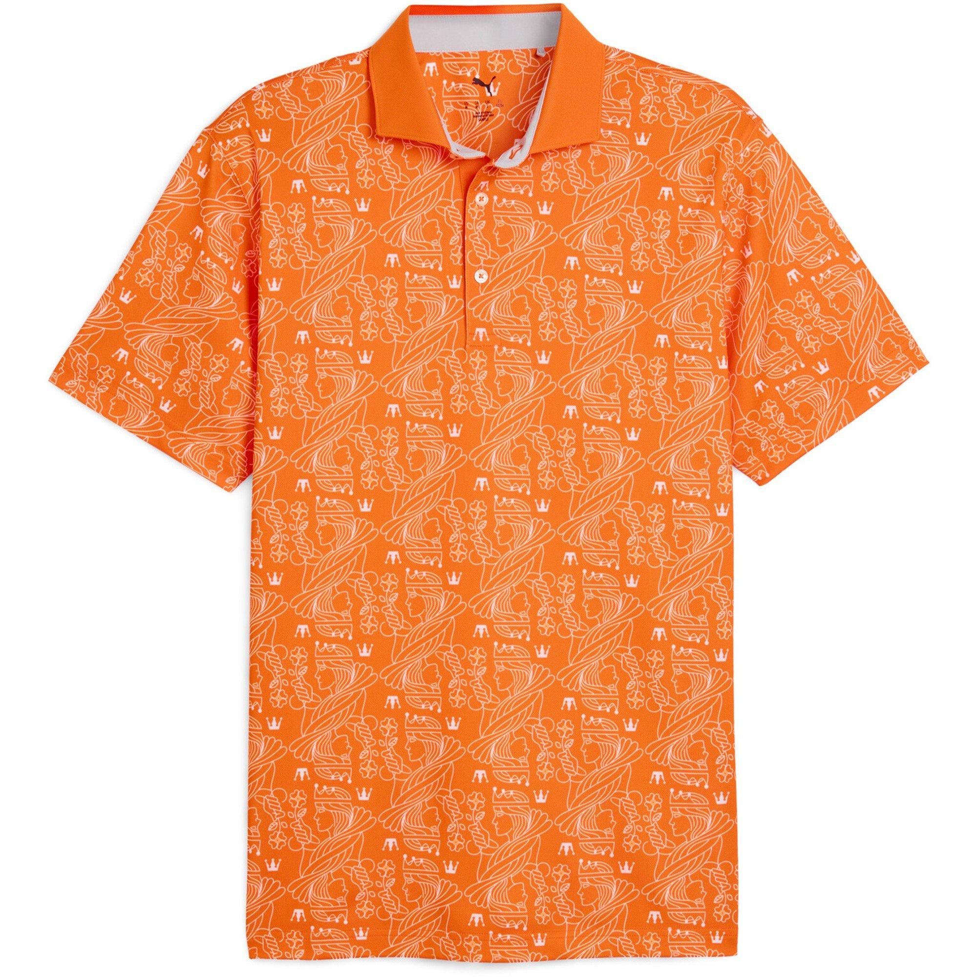 Puma Men's Royal Polo Pique Short Sleeve Performance Polo Shirt - Rickie Orang - S