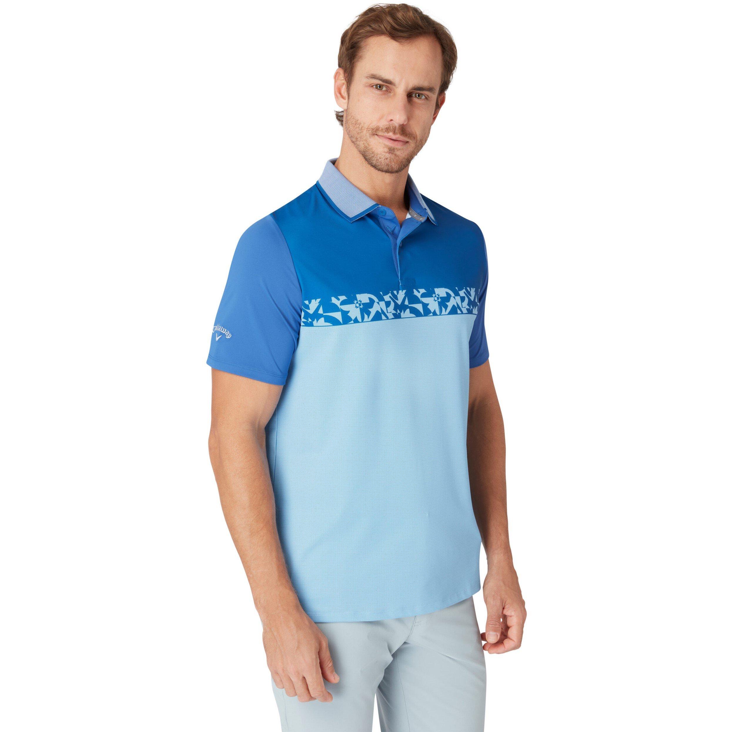 Callaway Men's Oxford Short-Sleeve Performance Polo Shirt - Galaxy Blue - Medium