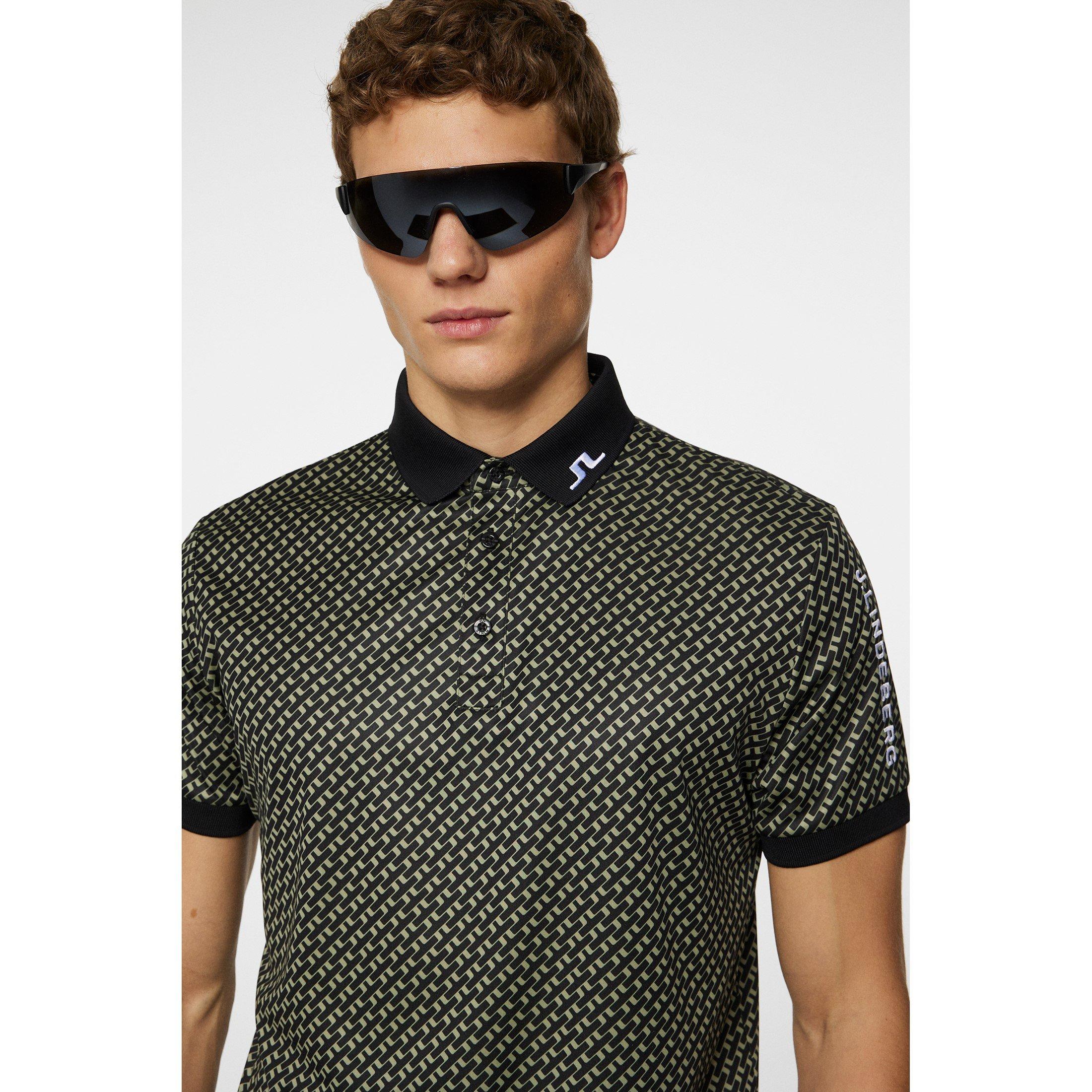 Tour Geo Olive - J Lindeberg Golf - Short-Sleeve Performance Polo Shirt - 5