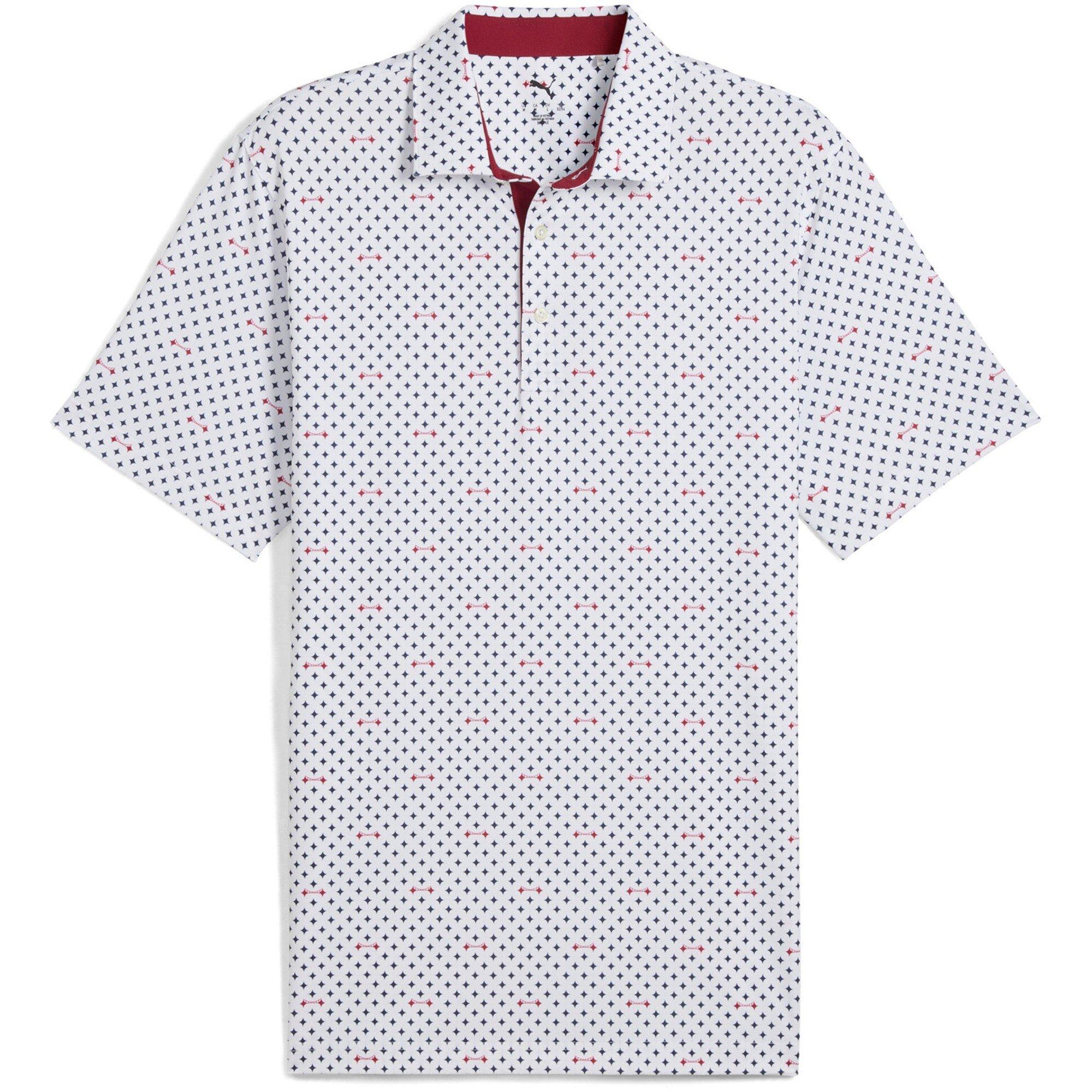 Puma Men's Burgh Polo Short Sleeve Performance Polo Shirt - White/Navy - S