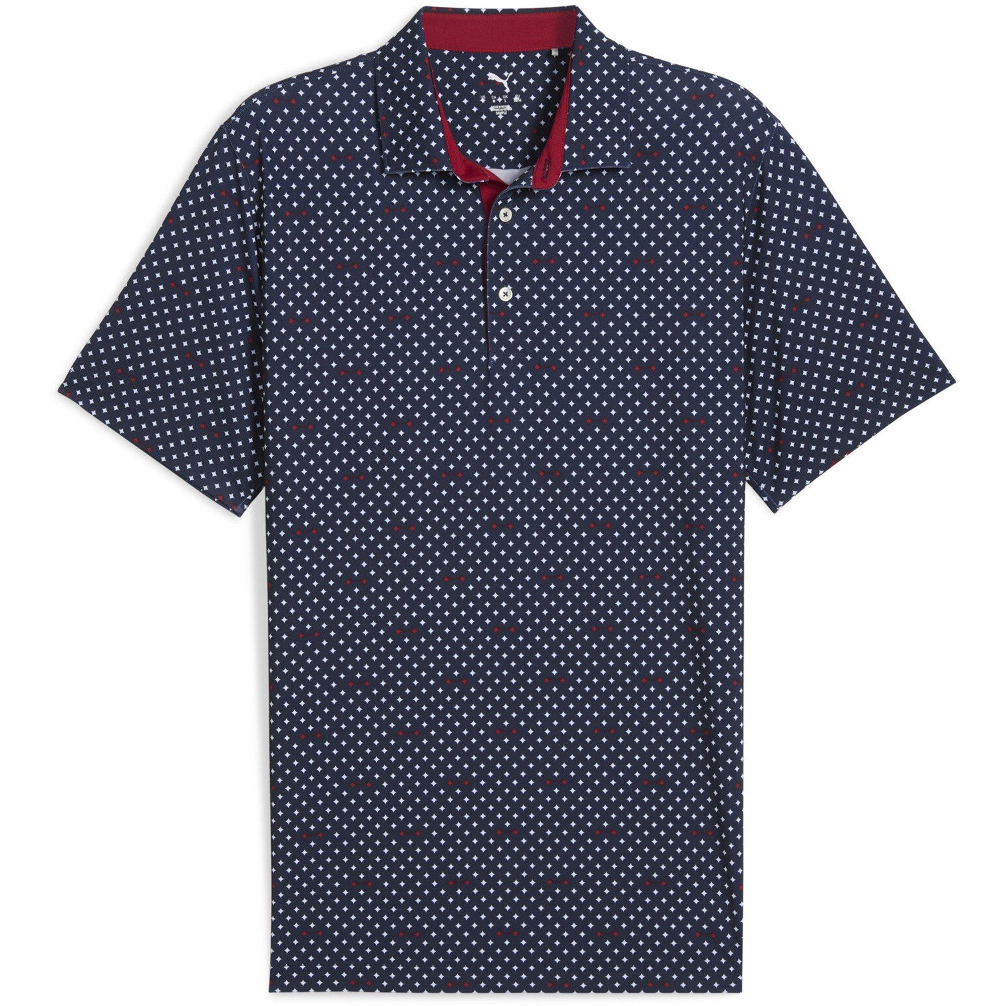 Puma Men's Burgh Polo Short Sleeve Performance Polo Shirt - D.navy/Wht - S