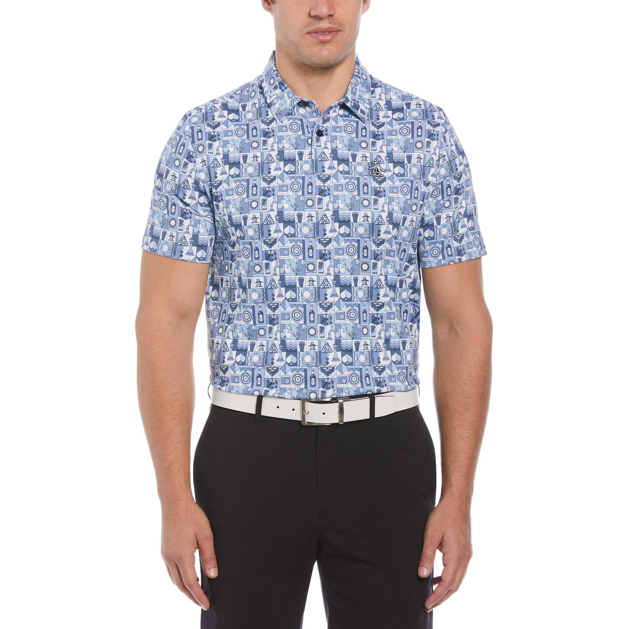 Original Penguin Golf Men's Pg Alovr Novelty Short-Sleeve Performance Polo Shirt - Black Iris - Small