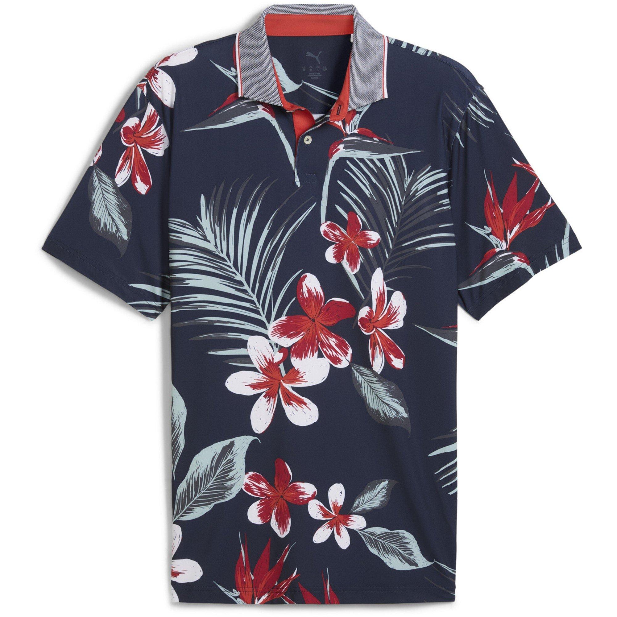 D.Navy/Red - Puma - Men's Mattr Luau Short Sleeve Performance Polo Shirt - 1