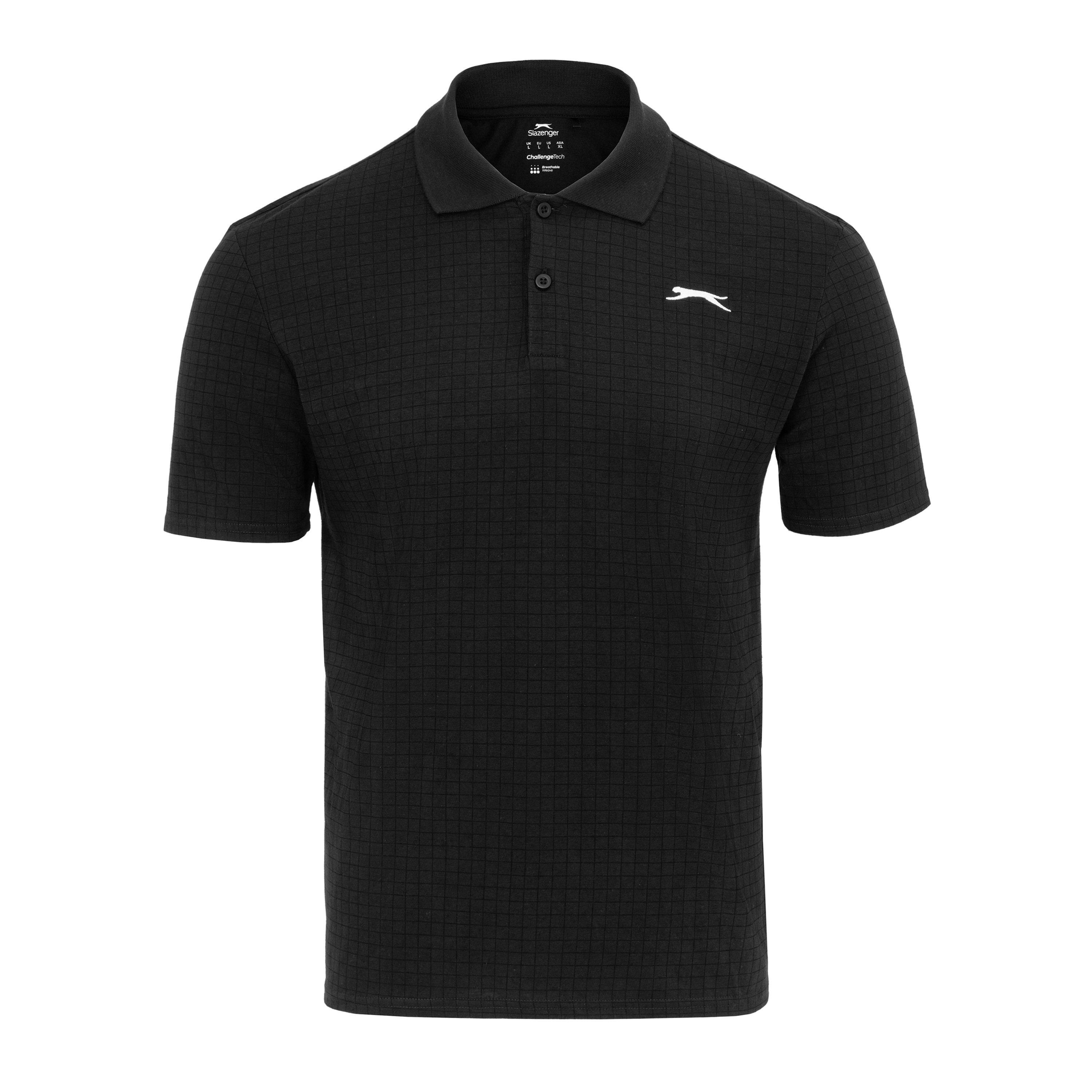 Slazenger Men's Check Golf Polo - Black - 4XL