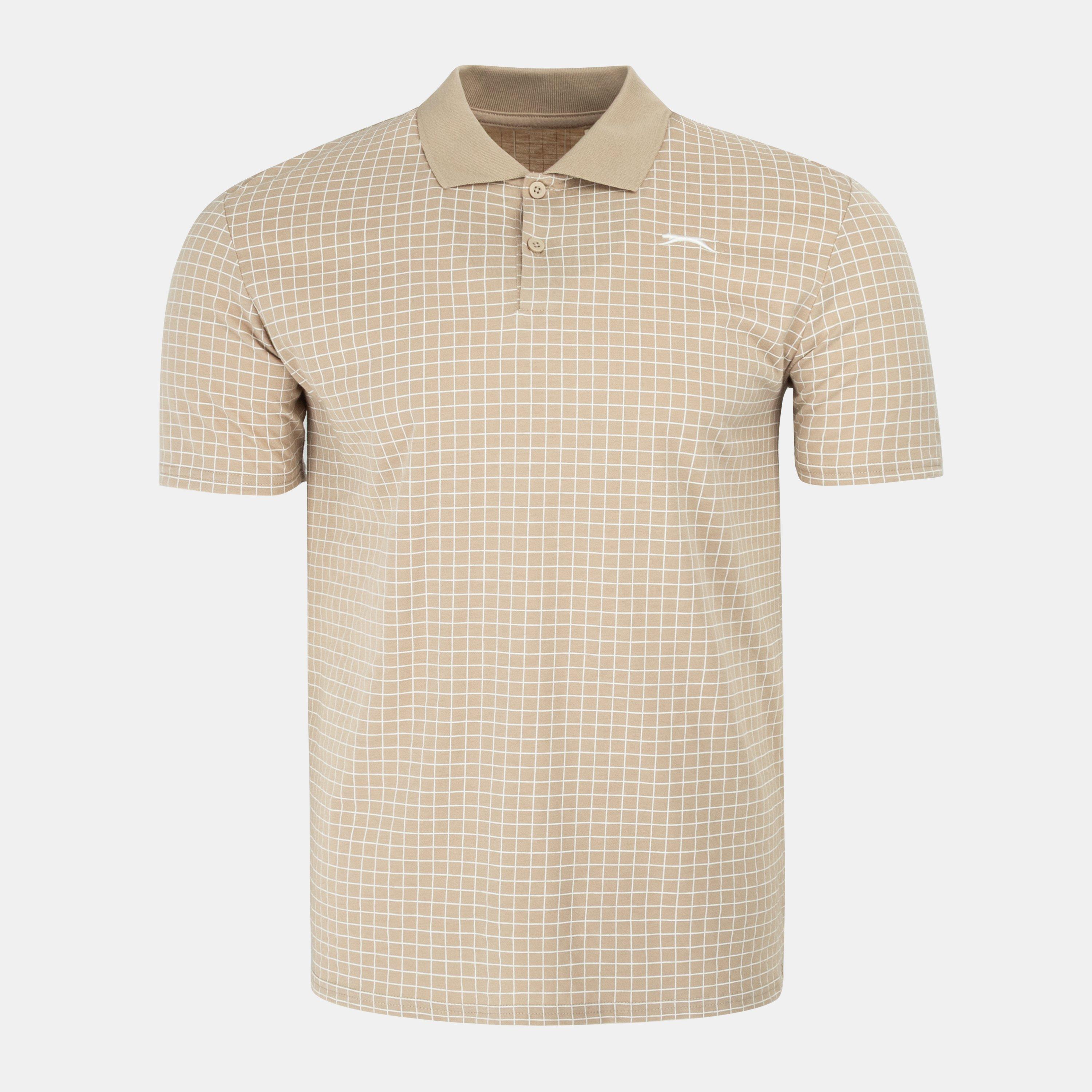 Slazenger Men's Check Golf Polo - Taupe - S