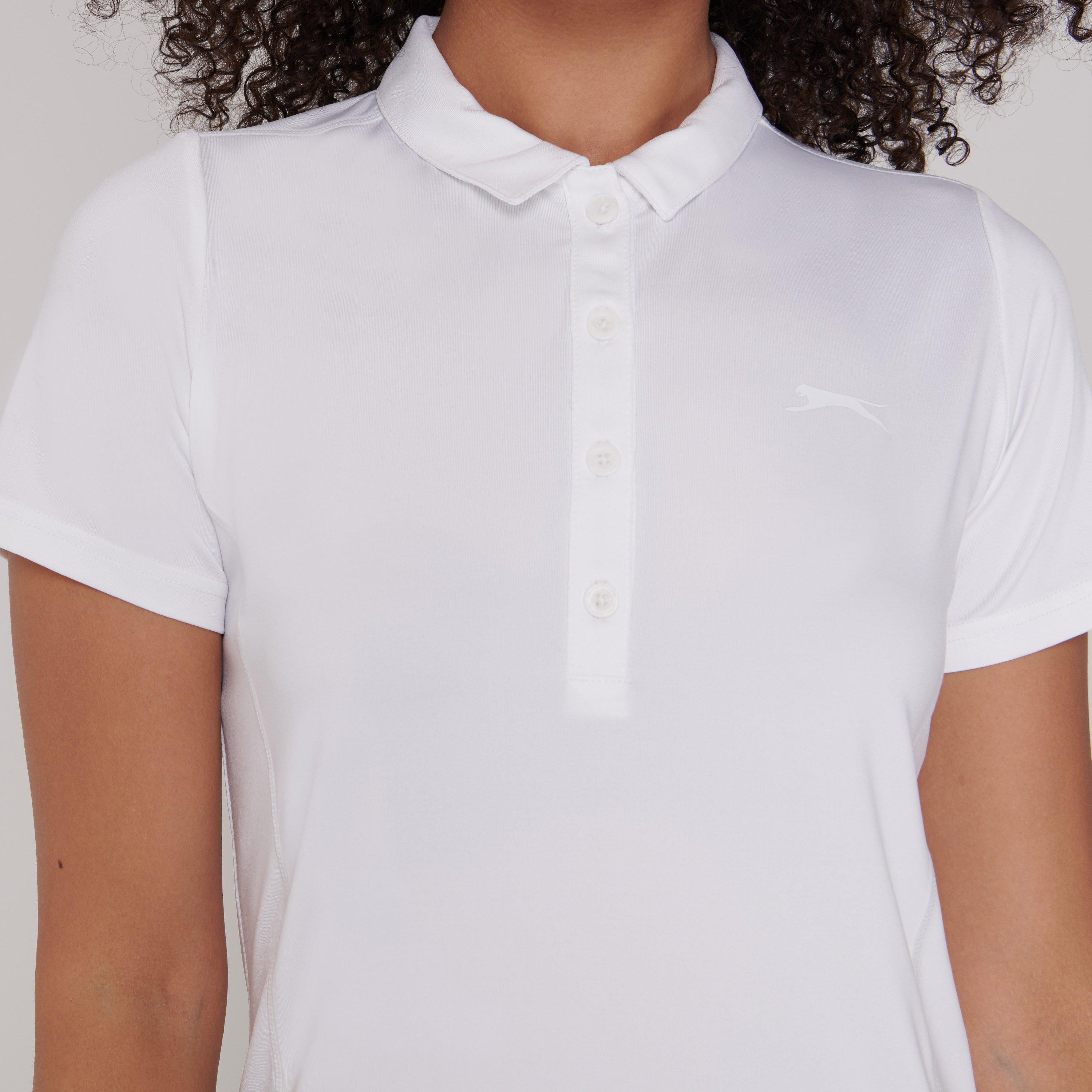 White - Slazenger - Plain Polo Shirt Ladies - 4