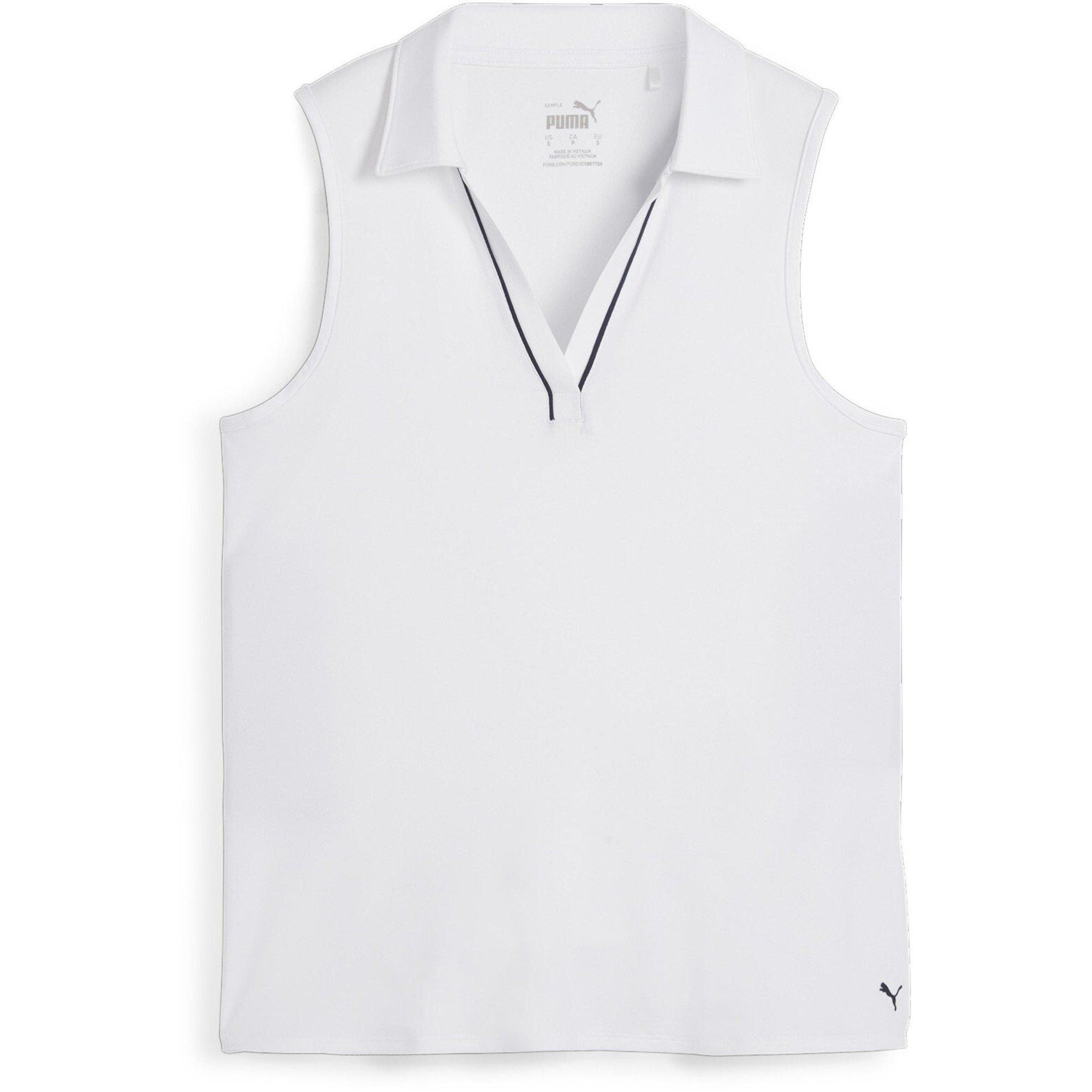 Puma Women's Cloudspun Piped Sleeveless Performance Polo Shirt - White Glow - 16 (XL)