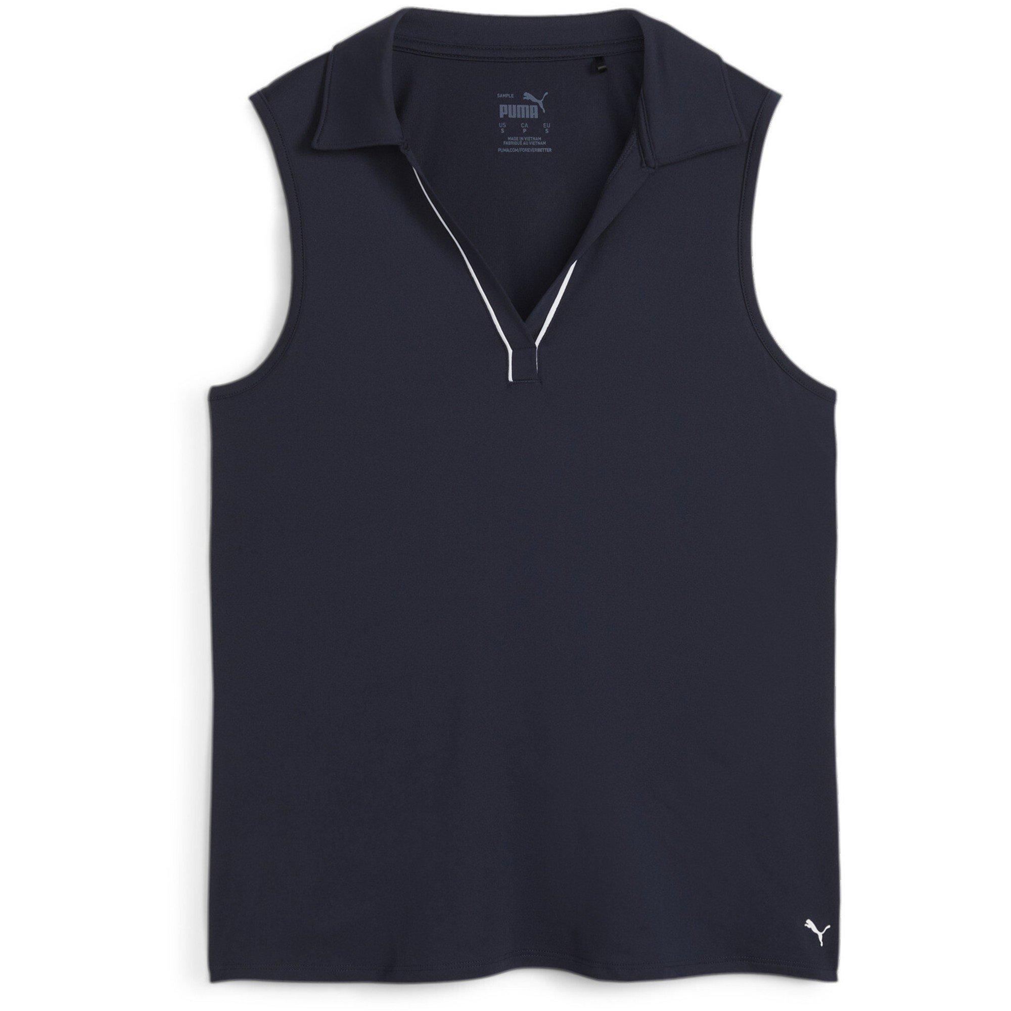 Puma Women's Deep Navy Cloudspun Piped Sleeveless Performance Polo Shirt - 18 (2XL)