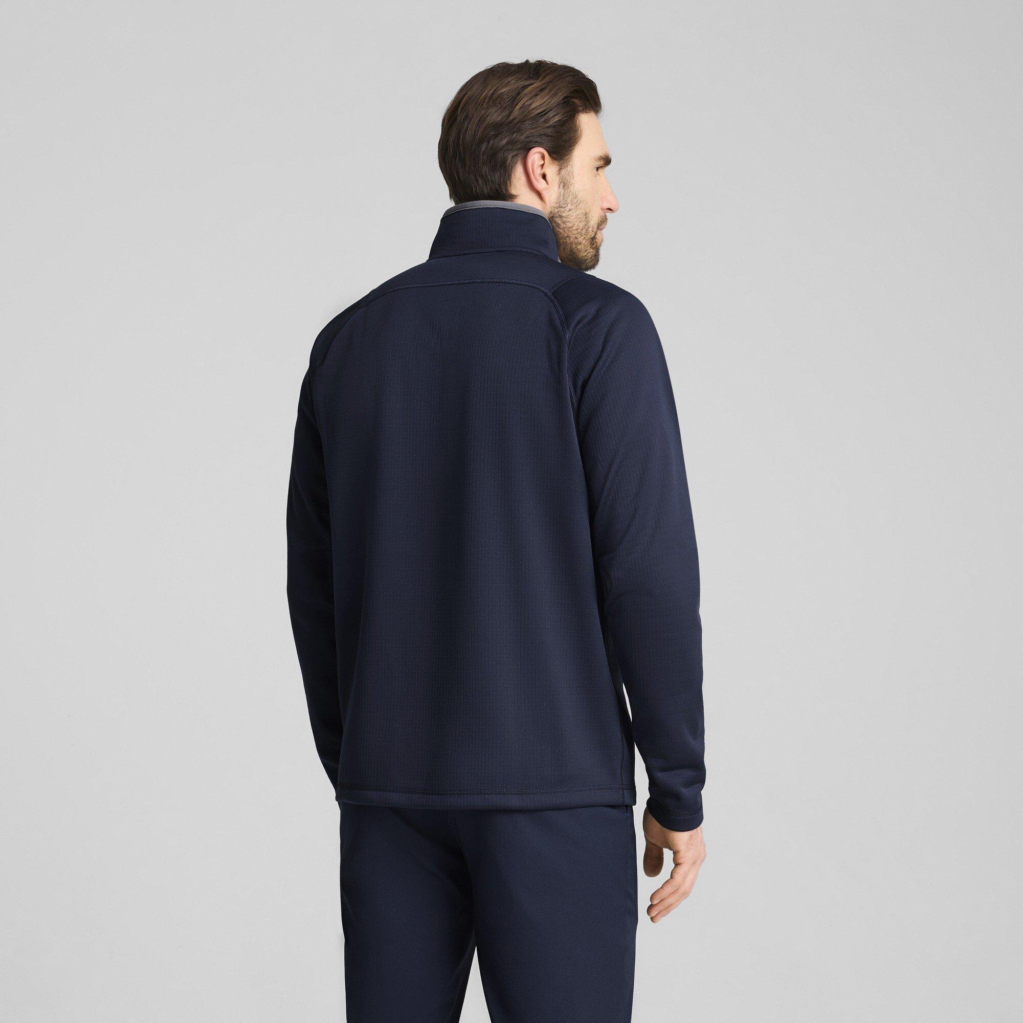Azul Marinho Escuro - Puma - Men's Fleece Quarter Zip Long Sleeve Performance Polo Shirt - 4