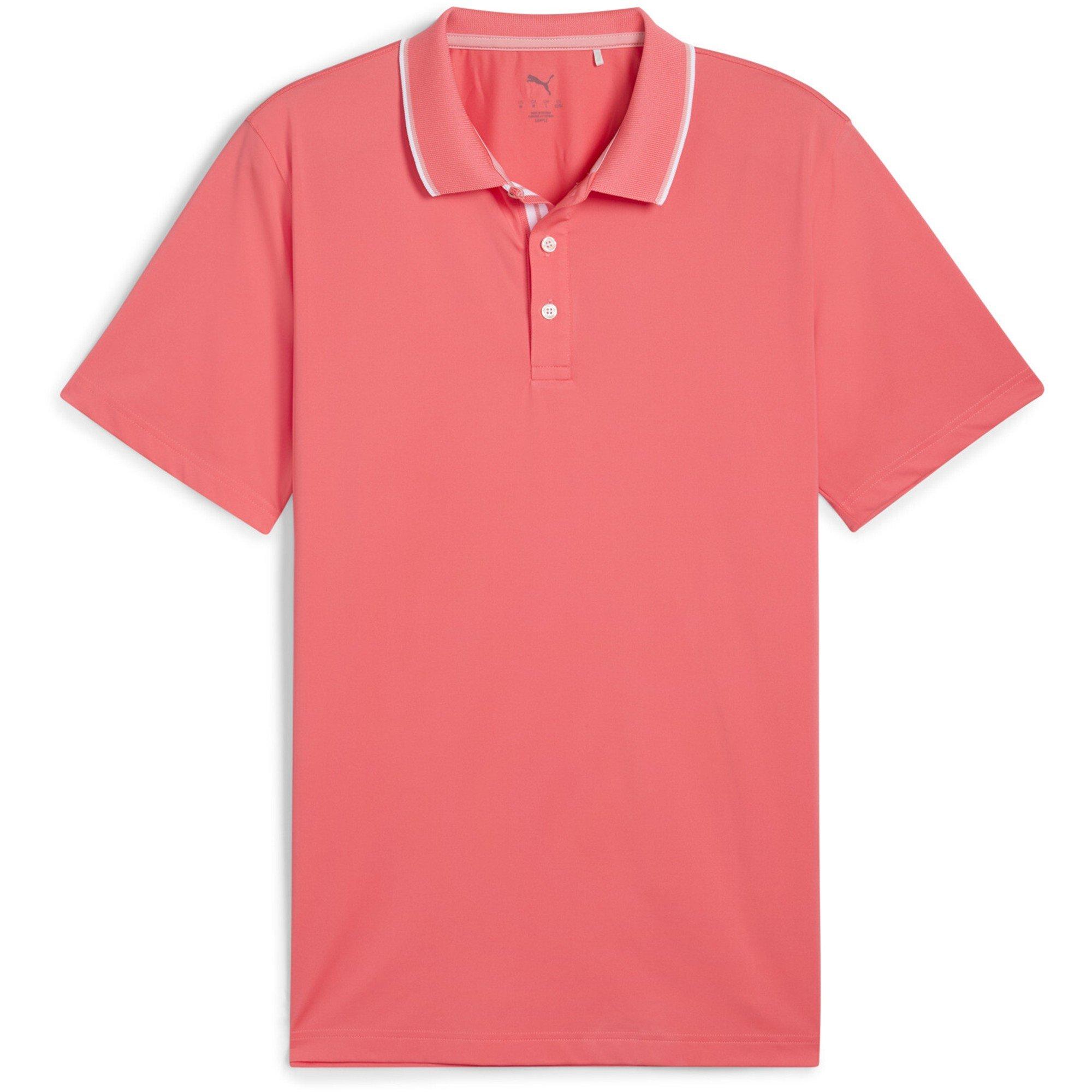 Puma Men's Solid Polo Short Sleeve Performance Polo Shirt - Peach Frost - S