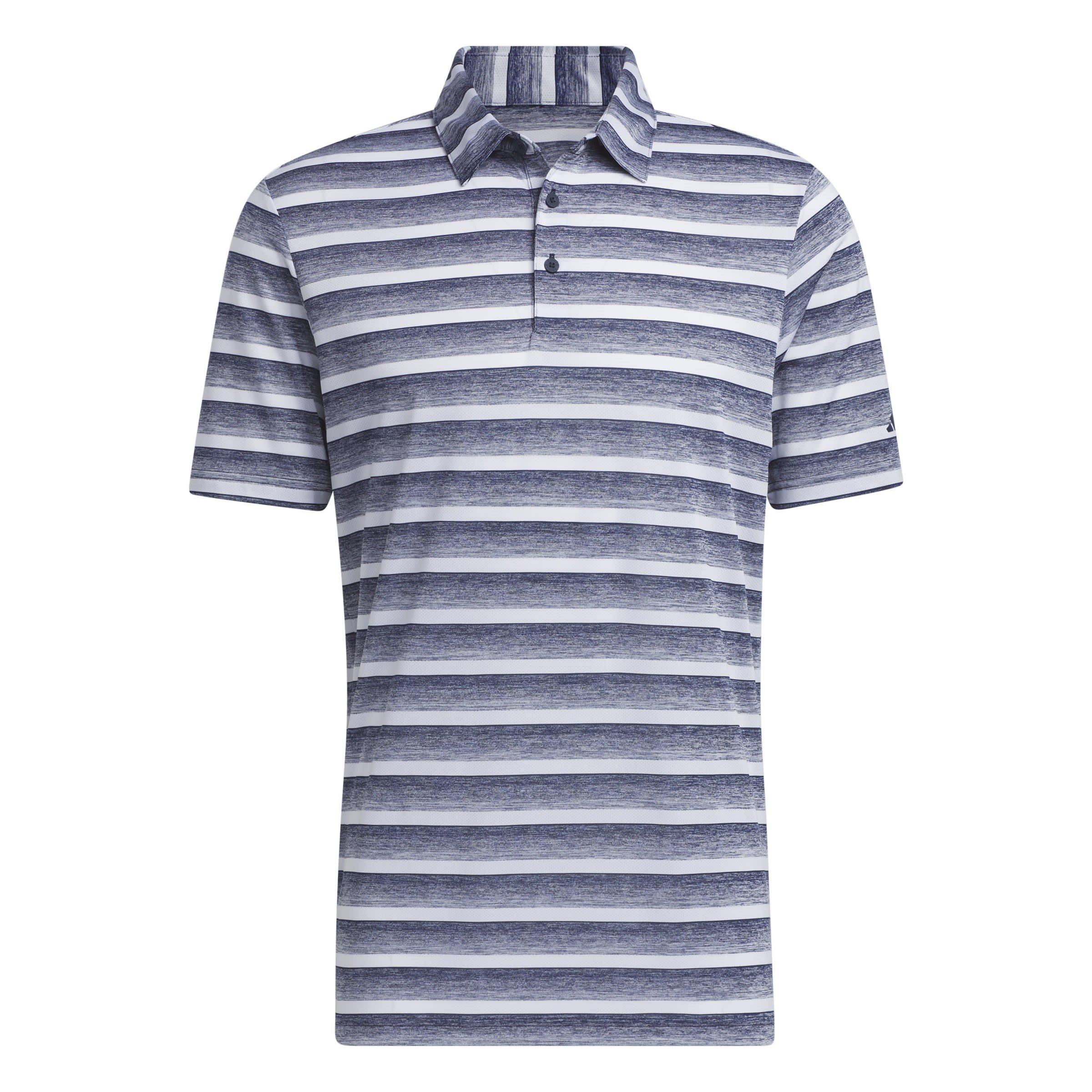 Adidas Men's Two-Color Striped Golf Polo Shirt - Collegiate Navy - S