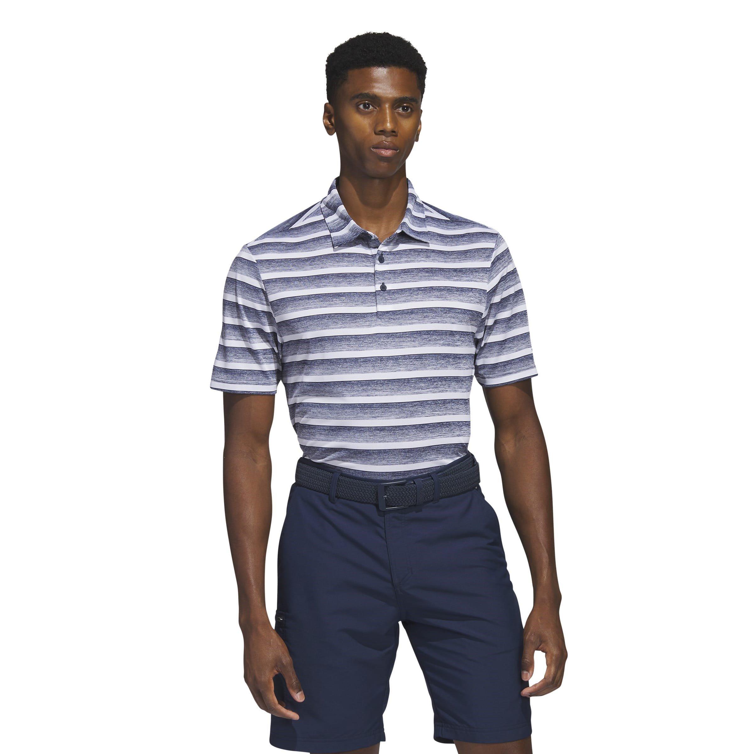 Collegiate Navy - adidas - Two-Color Striped Golf Polo Shirt Mens - 2