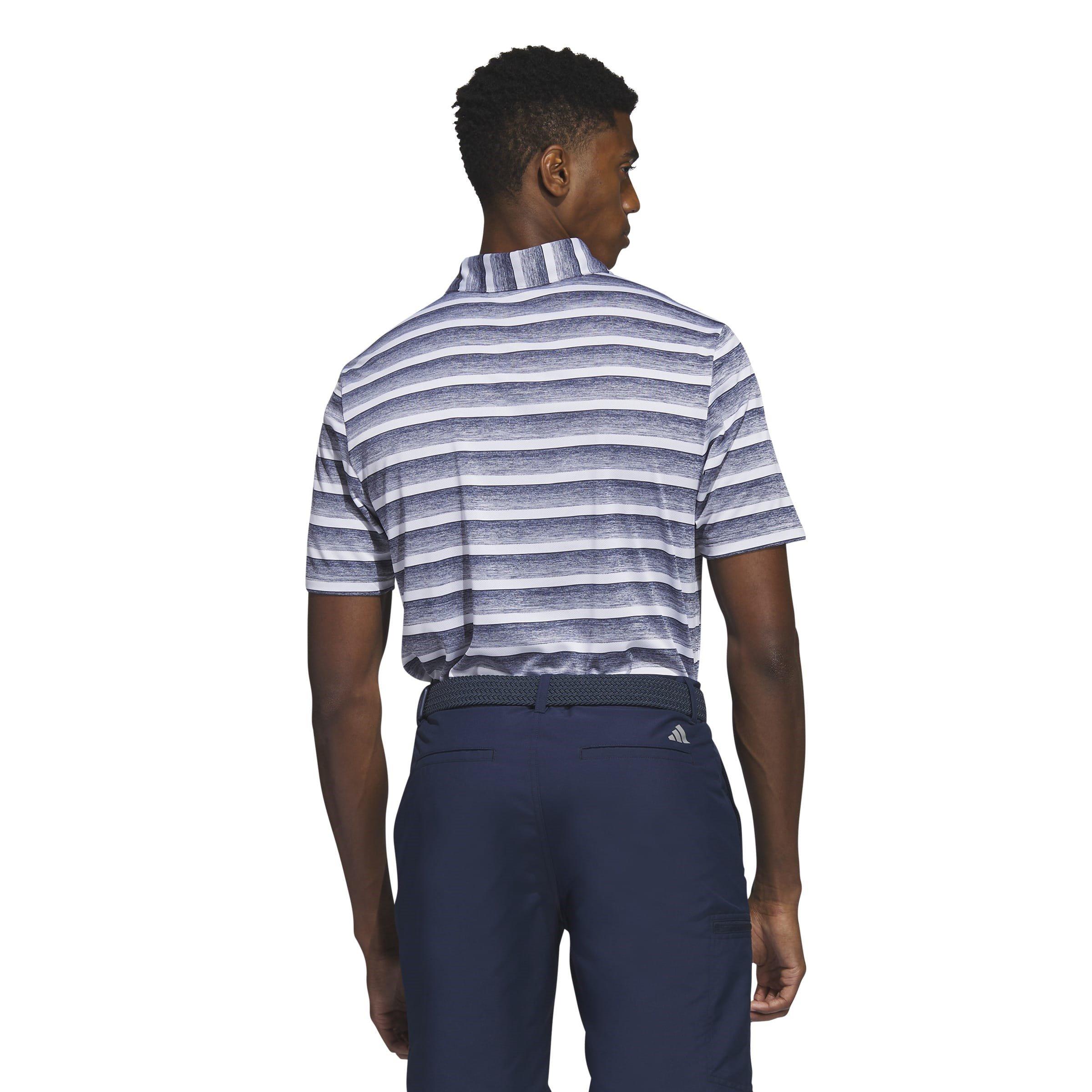 Collegiate Navy - adidas - Two-Color Striped Golf Polo Shirt Mens - 3