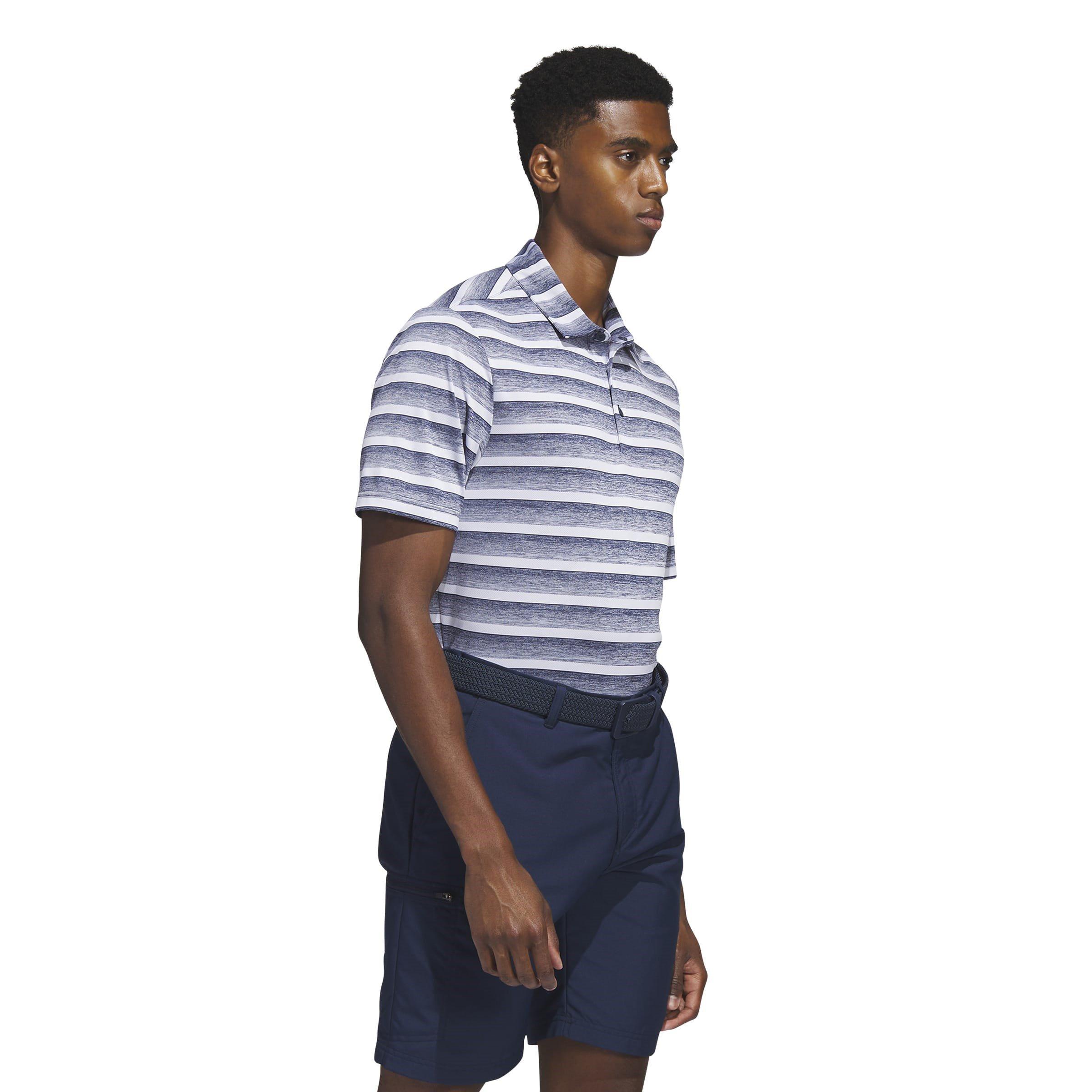 Collegiate Navy - adidas - Two-Color Striped Golf Polo Shirt Mens - 4