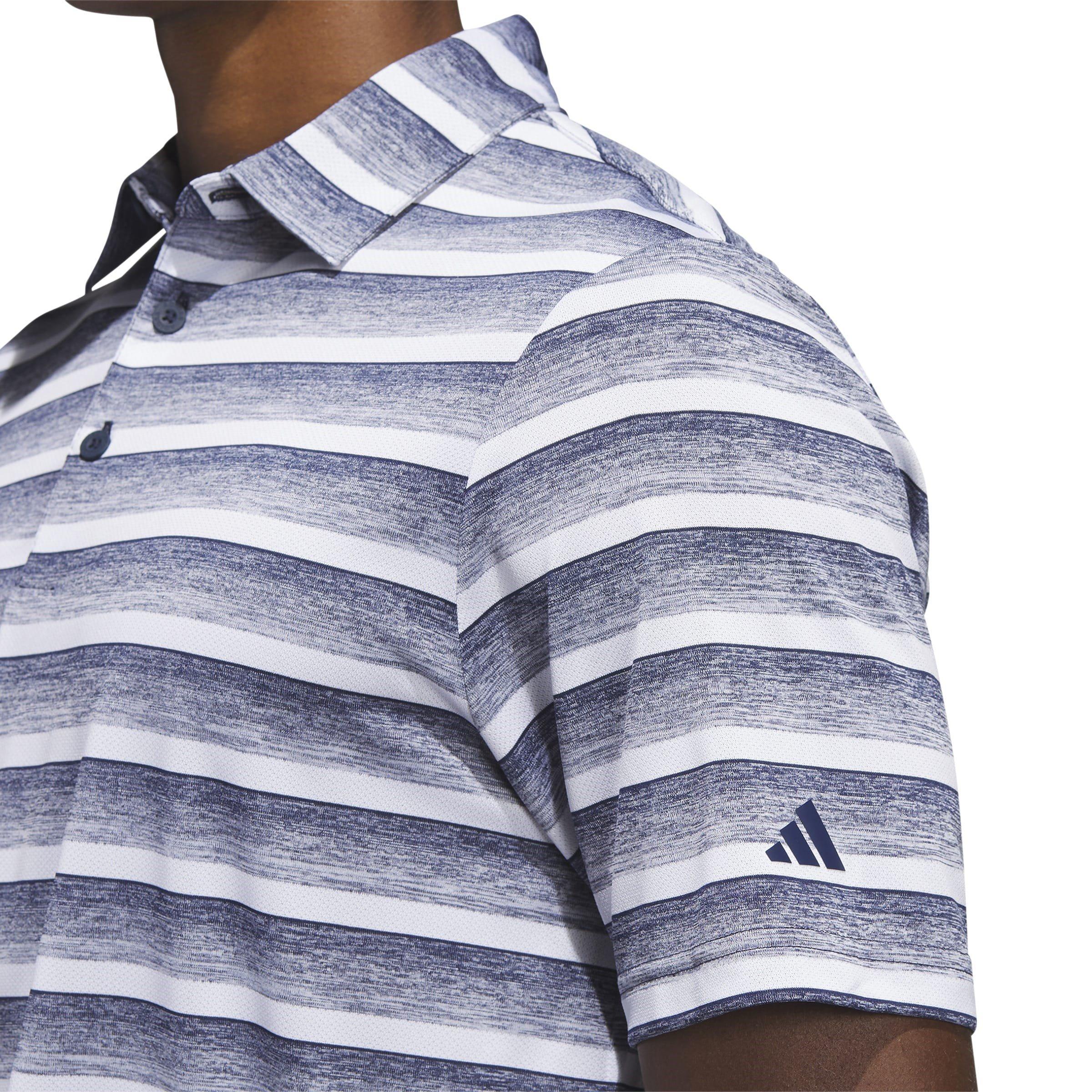 Collegiate Navy - adidas - Two-Color Striped Golf Polo Shirt Mens - 5